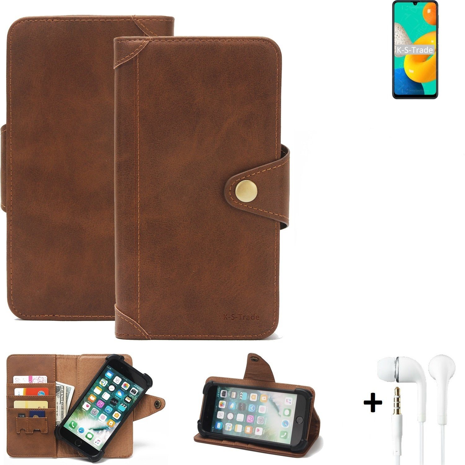 K-S-Trade Handyhülle für Samsung Galaxy M32, Handyhülle Schutzhülle Walletcase Bookstyle Schutz Case Hülle