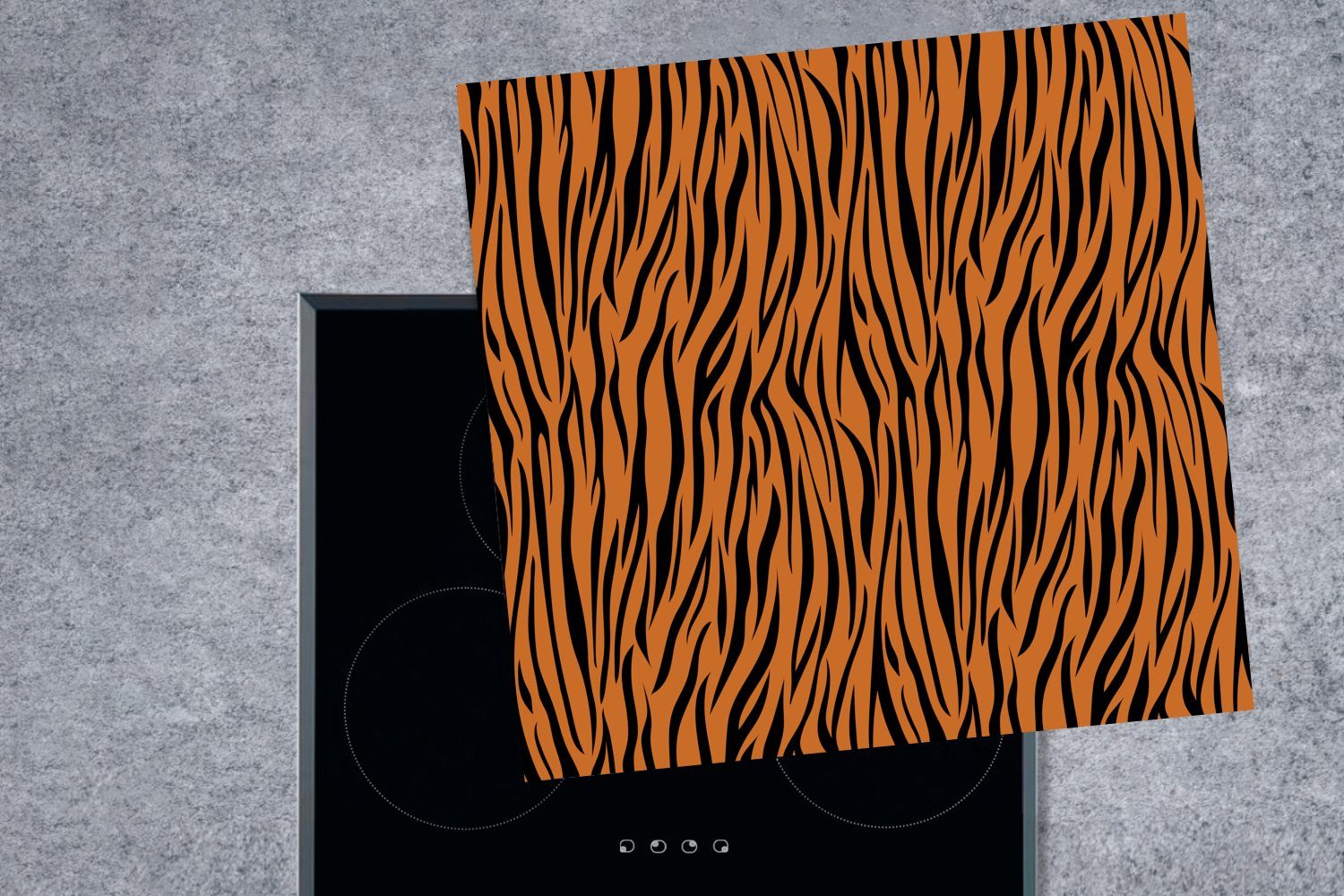 Ceranfeldabdeckung, Arbeitsplatte cm, Tigerdruck für Vinyl, MuchoWow Schwarz, Braun Herdblende-/Abdeckplatte tlg), - 78x78 - küche (1