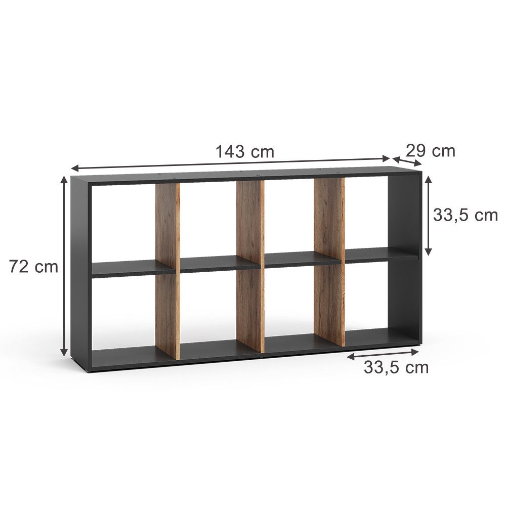 Vicco Raumteiler Scutum, Anthrazit/Goldkraft Eiche, 143 günstig online kaufen