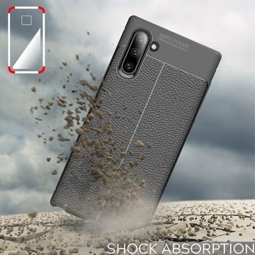 Nalia Smartphone-Hülle Samsung Galaxy Note 10, Carbon Look Silikon Hülle / Matt Schwarz / Rutschfest / Karbon Optik