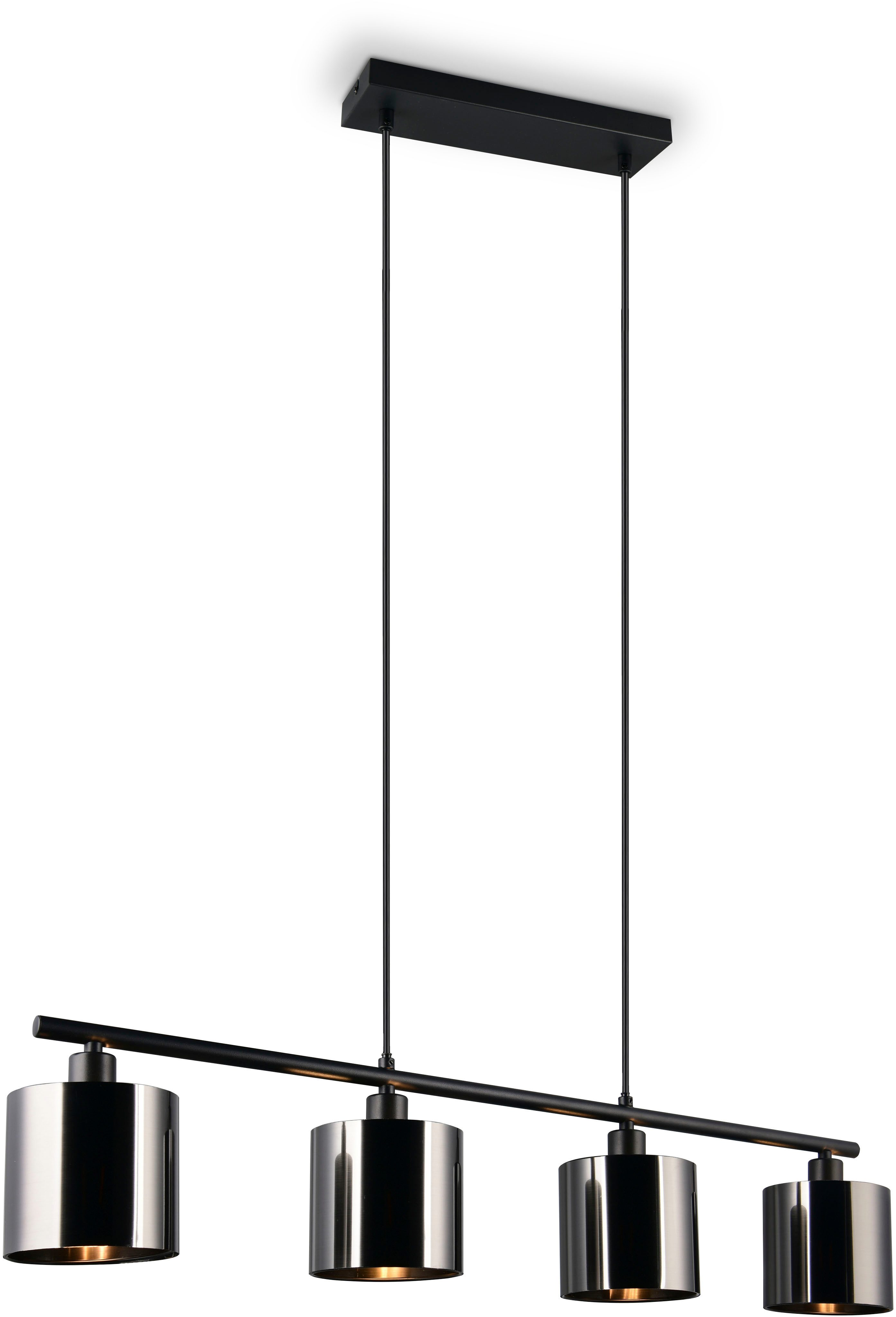 Reality Leuchten Pendelleuchte JASON, ohne Leuchtmittel Hängelampe Esstisch 4-flammig, 4xE14 max 10W, Leuchtmittel wechselbar, warmweiß - kaltweiß, höhenverstellbar max 150cm, mit semi-transparenten Kunststoff-Schirmen