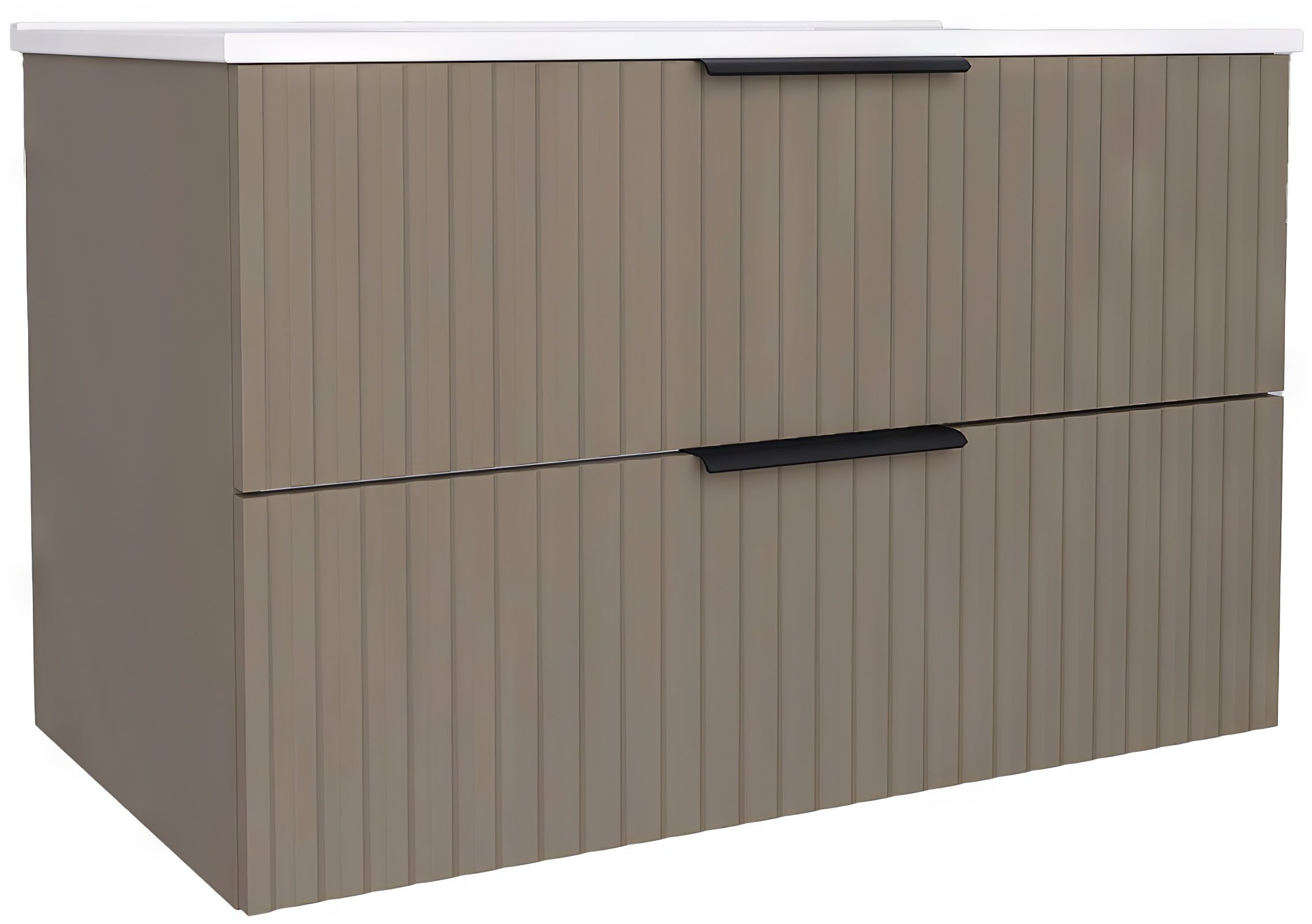 welltime Waschtisch TIBU mit Waschbecken. 2 Schubladen. 2 Breiten (60/80cm) und 4 Farben, Badschrank mit Waschbecken, Softclose, Maße B/H/T: 81,5/53/47 cm – Bild 2 von 5