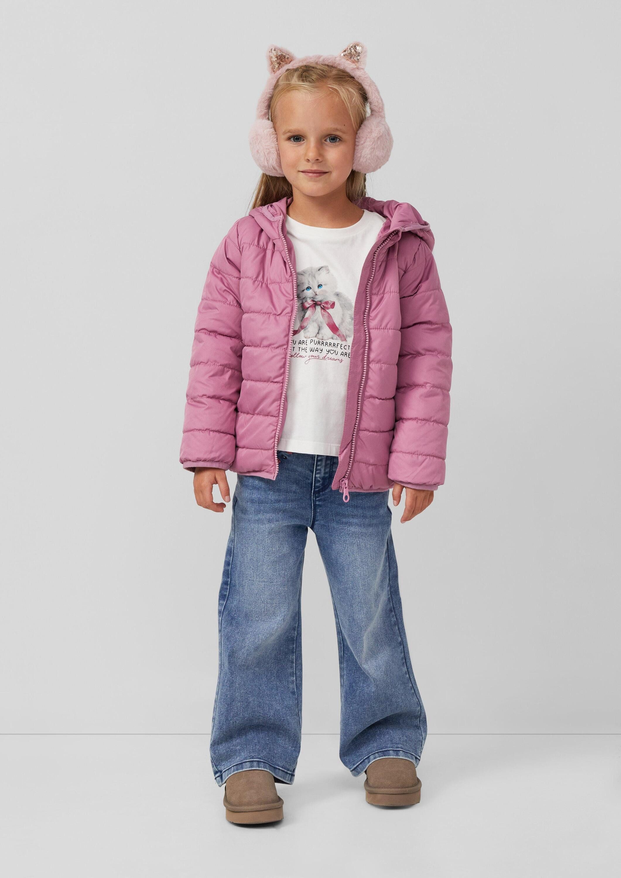 s.Oliver Stirnband Stirnband Ohrenwärmer aus Plüsch mit Pailletten-Öhrchen