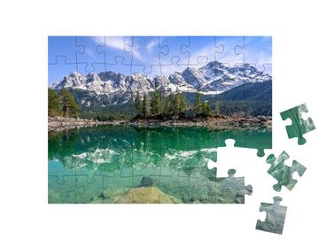 puzzleYOU Puzzle Zugspitze spiegelt sich im Eibsse, Bayern, 48 Puzzleteile, puzzleYOU-Kollektionen Garmisch