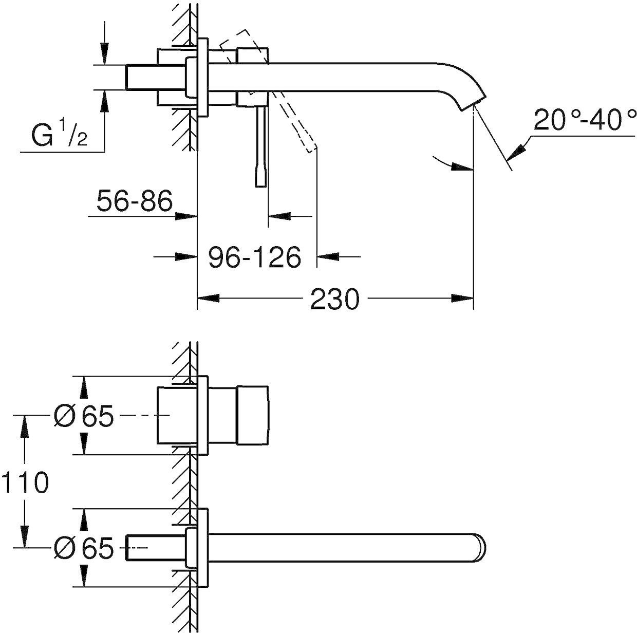 Grohe Badarmatur Essence 2-Loch-Waschtischbatterie, chrom (19967001)