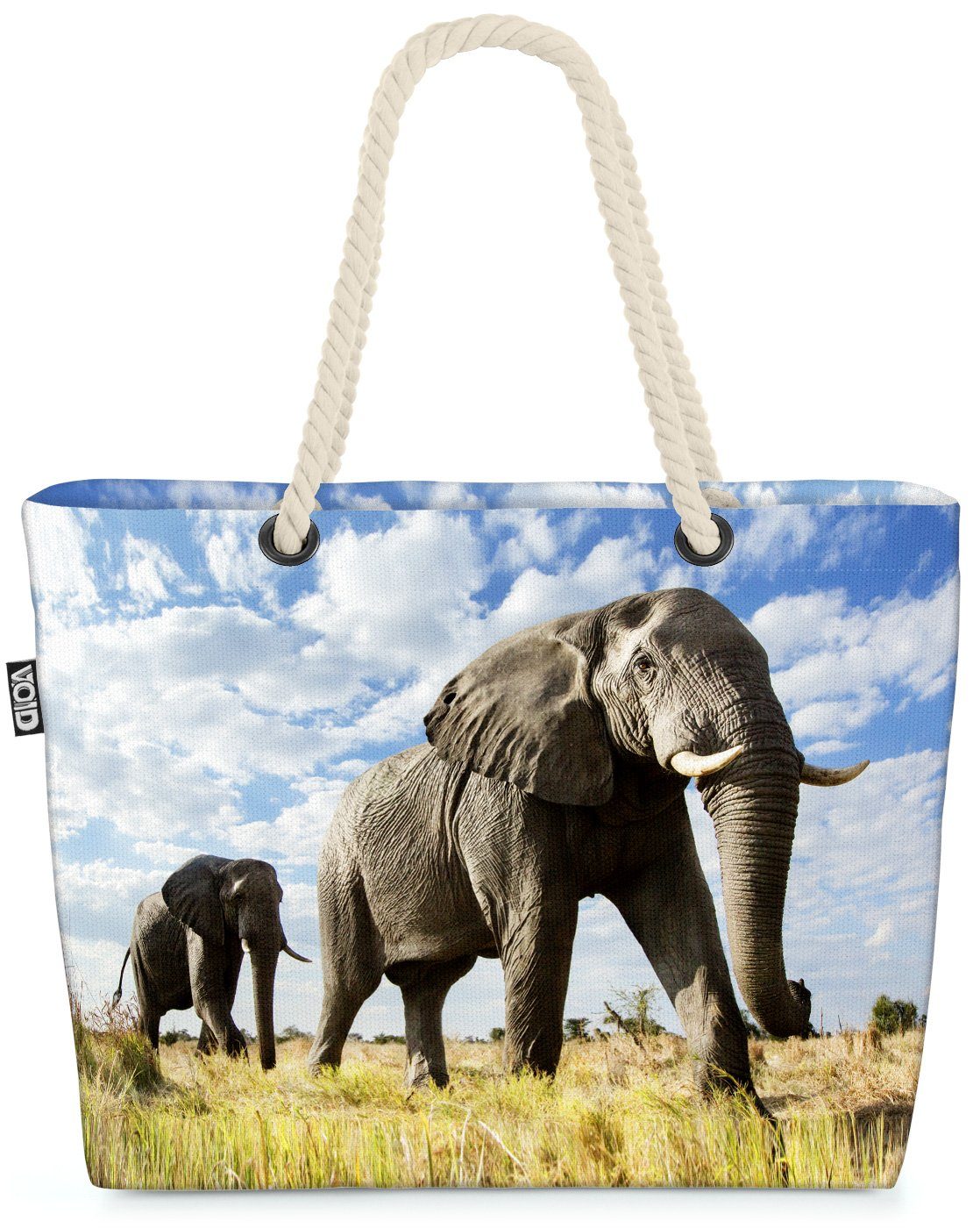 VOID Strandtasche (1-tlg), Elefant Afrika Beach Bag Elefant Afrika Safari Dschungel Zoo Dickhäuter Rüssel | Strandtaschen