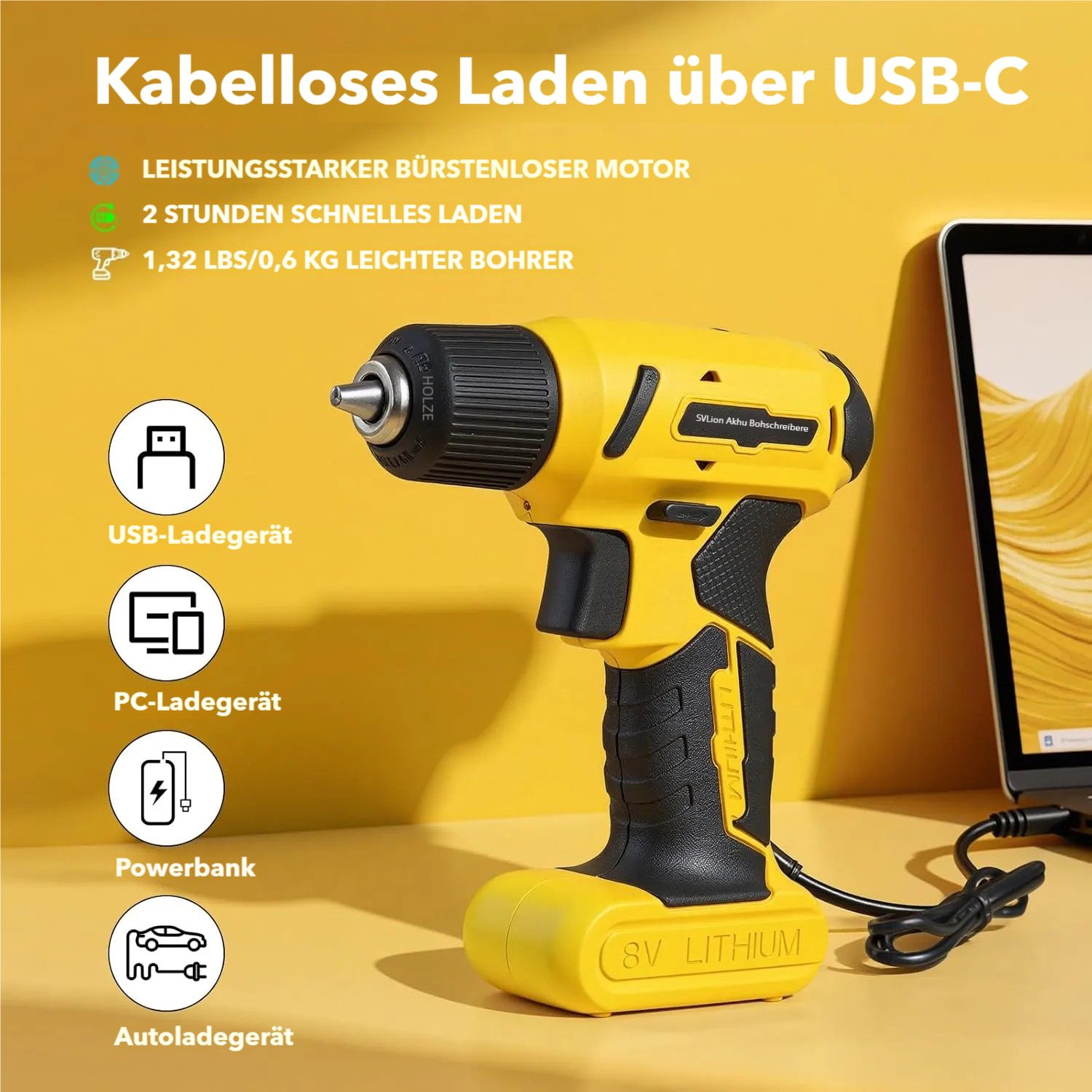 TLGREEN Akku-Bohrschrauber 8V Akkuschrauber Set,Akkubohrer mit 99PCS Werkzeugkoffer, max. 300 U/min, für DIY Reparaturen