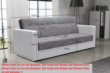 pressiode Sofa Schlafsofa, COUCH mit Schlaffunktion und Bettkasten 210cm WIND PLUS