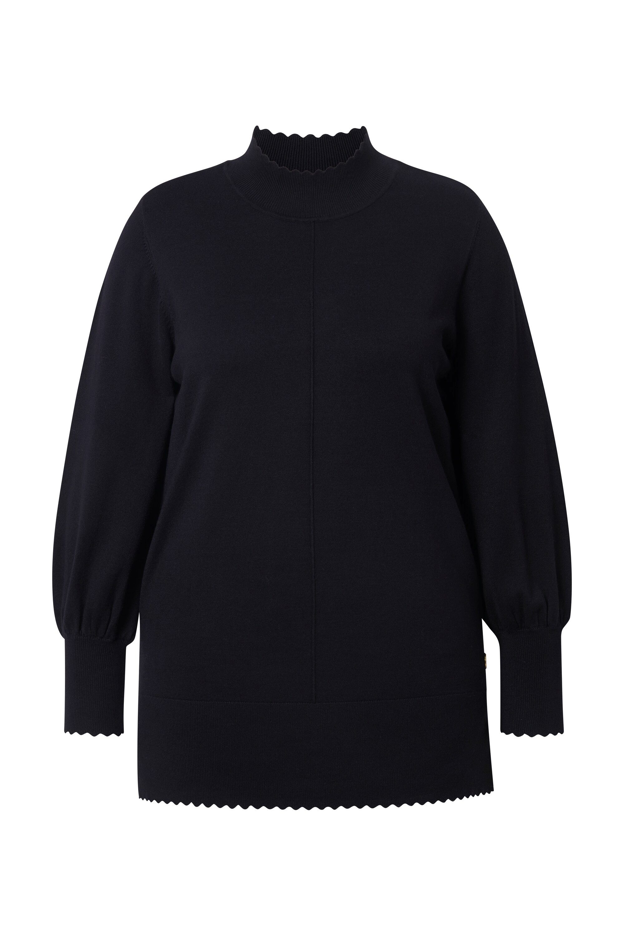 Ulla Popken Strickpullover Pullover Muschelsaum Stehkragen Langarm günstig online kaufen