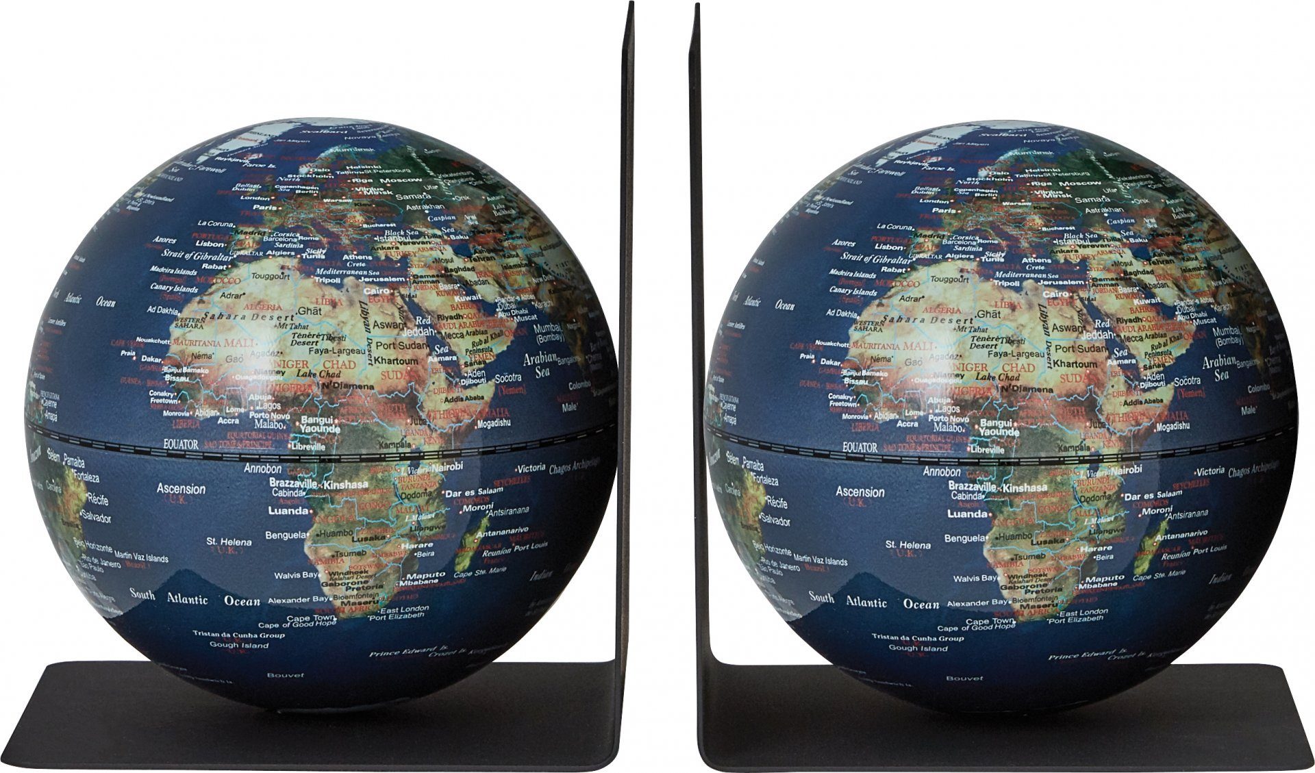 Mini-Globen emform® Weltkugeln BOOKGLOBE, je 2 Buchstützen-Set Globus Buchstützen-Set klein, 4-tlg), Ø13cm (Set, PHYSICAL