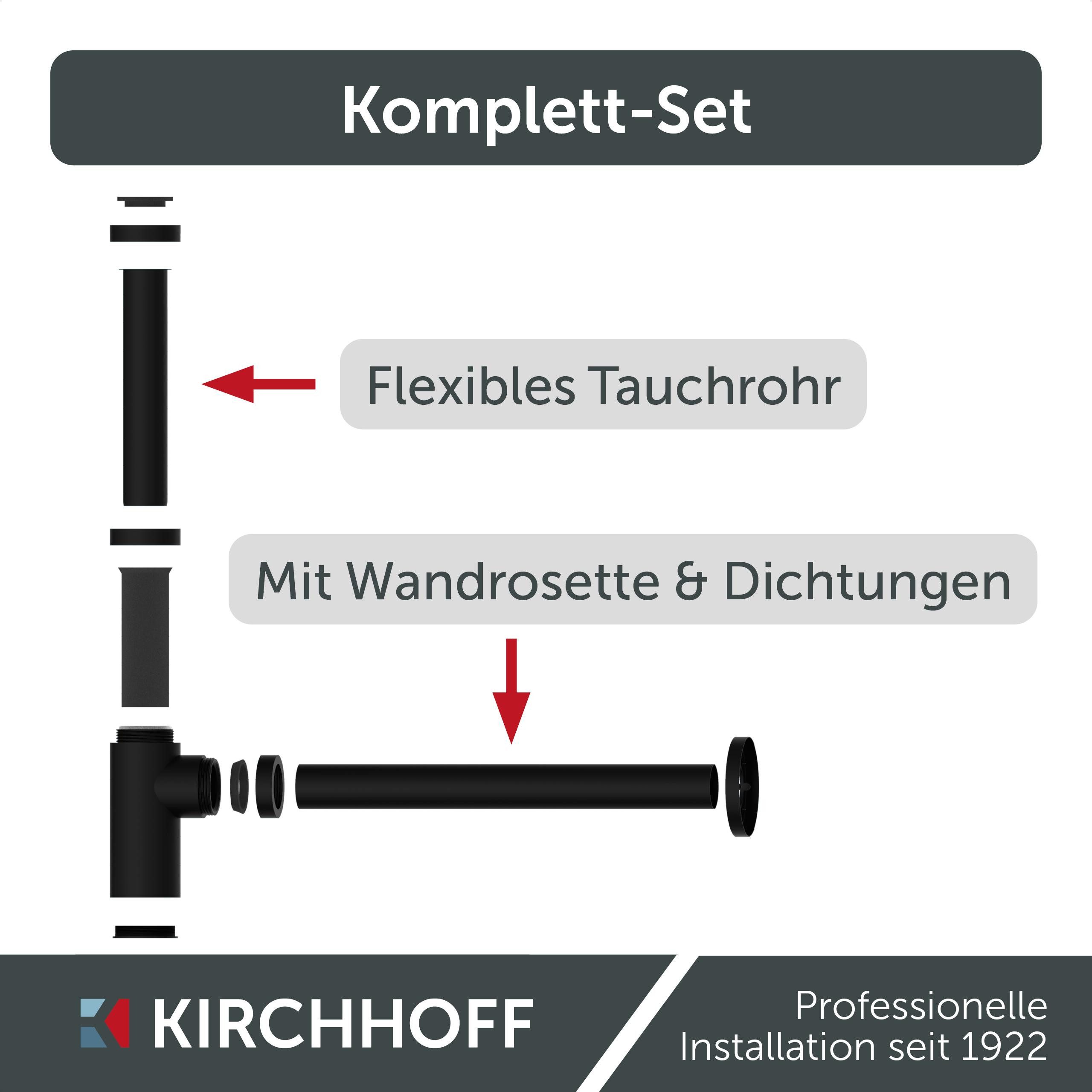 Kirchhoff Siphon Siphon Design Flaschensiphon inkl. Reinigungsöffnung, Röhrengeruchsverschluss für Waschbecken/Waschtische