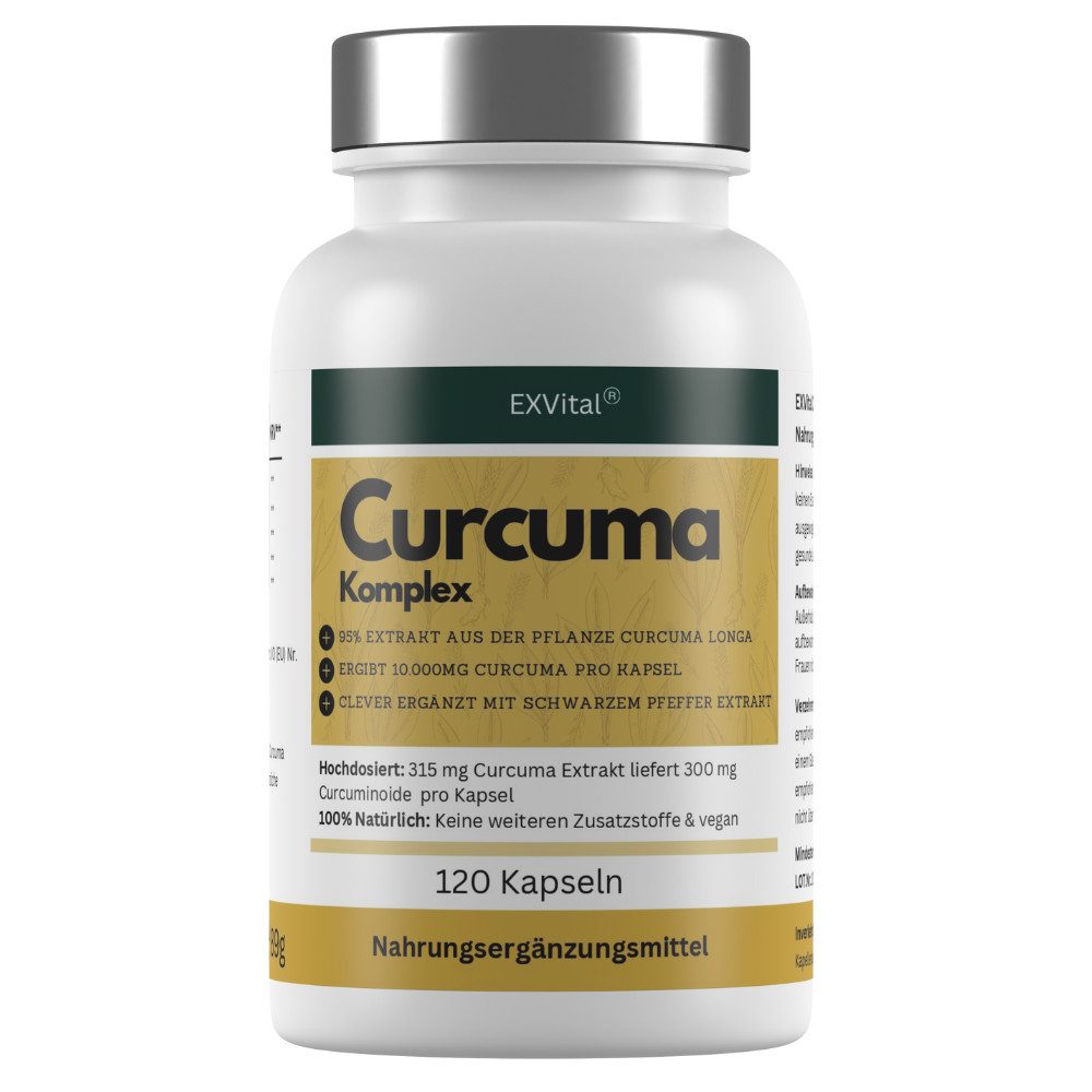 Curcuma Komplex mit Curcuma Extrakt, Pulver & Piperin, 120 Stück Kapseln, 120 St., 89 g