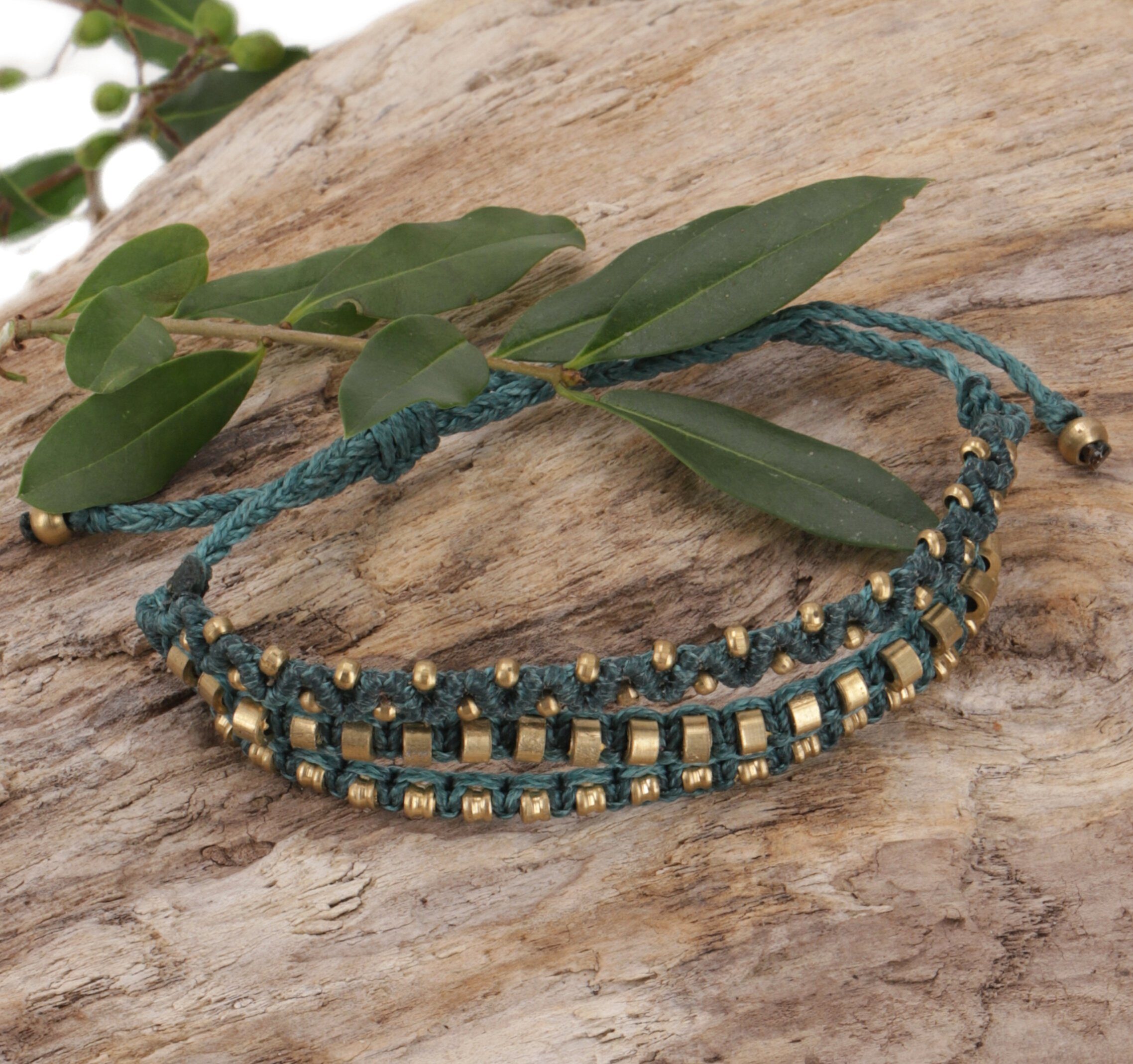 Guru-Shop Armreif Perlenarmband, Makramee Armband, Herren Armband..