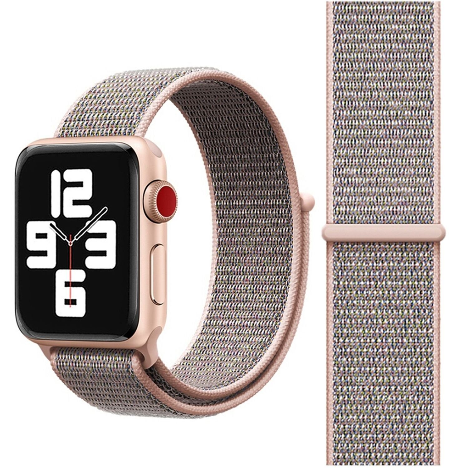 König Design Smartwatch-Armband Sport 45 mm 44 / mm 42 mm, Rosa Nylon / Band Armband Arm Loop