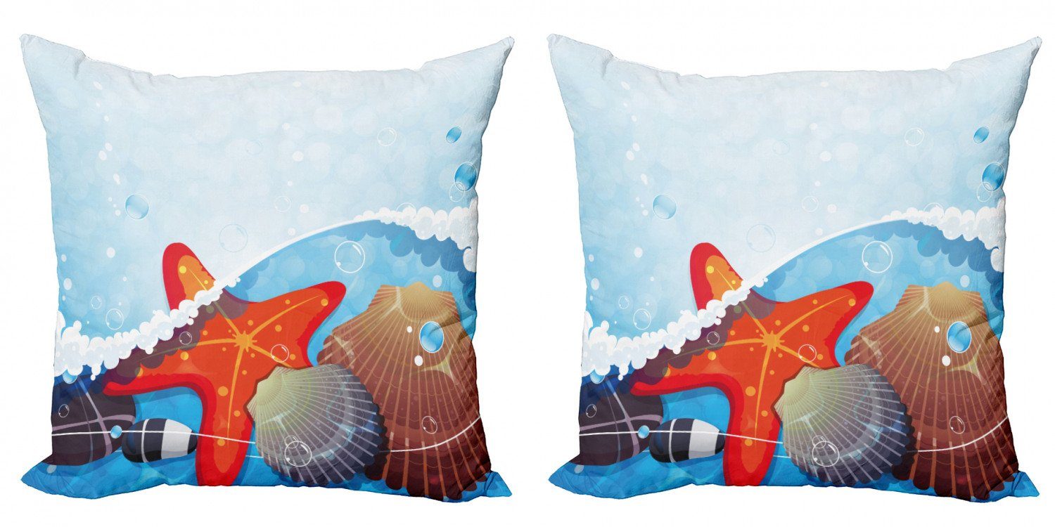 Schäumende Seestern Abakuhaus Digitaldruck, Stück), Modern Ozean (2 Accent Doppelseitiger Kissenbezüge