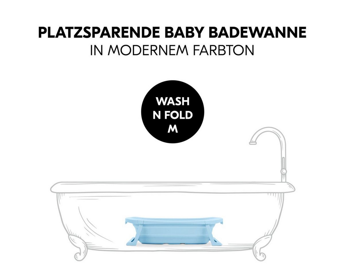 Thumbnail - Hauck Babybadewanne Wash N Fold M - Light Blue, Baby Badewanne Babywanne Faltbar für Neugeborene bis 16 kg 80x48x9 cm
