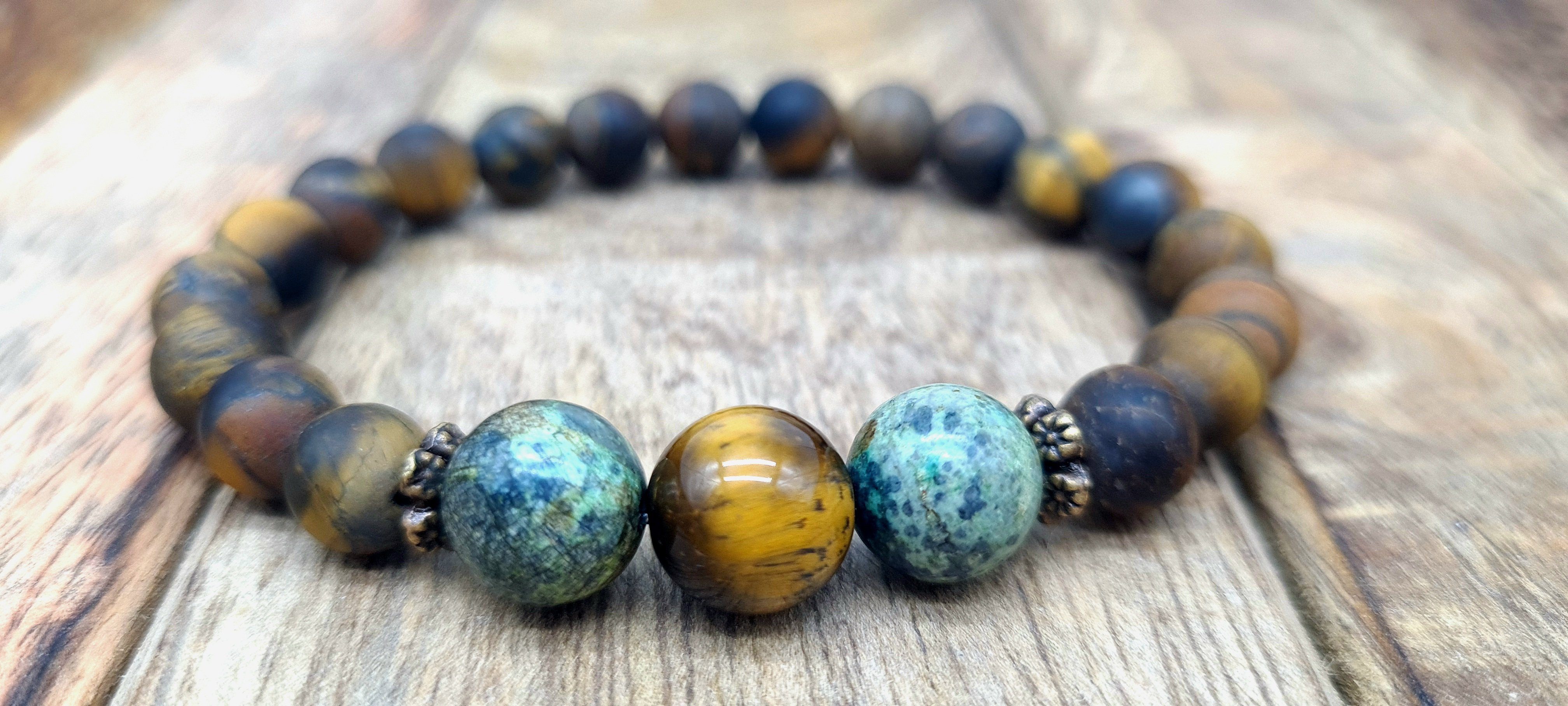 NAHLE Armband Naturstein Perlenarmband, mit Afrikanischem Türkis und Tigera günstig online kaufen