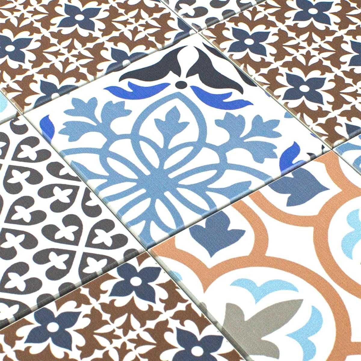 Mosafil Mosaikfliesen Vinyl Mosaik Fliesen Selbstklebend Poznan, Vinyl 30.000x30.000, grau-blau-orange-creme-bunt