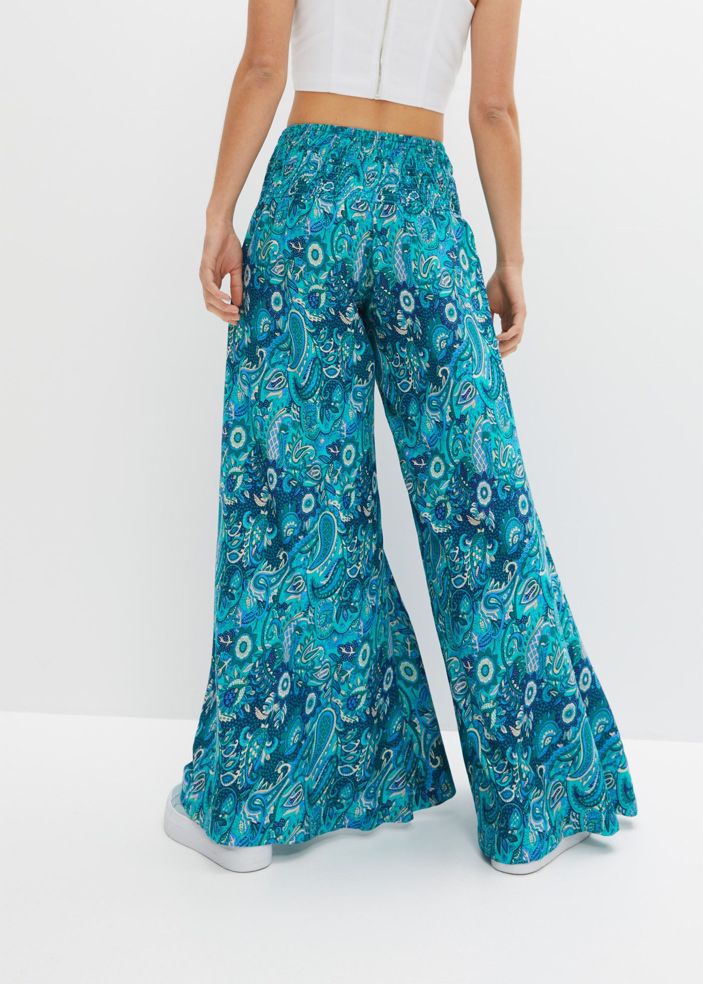 bonprix Palazzohose aus reiner Viskose, Loose Fit, sehr weites Bein, Paisley-Alloverprint