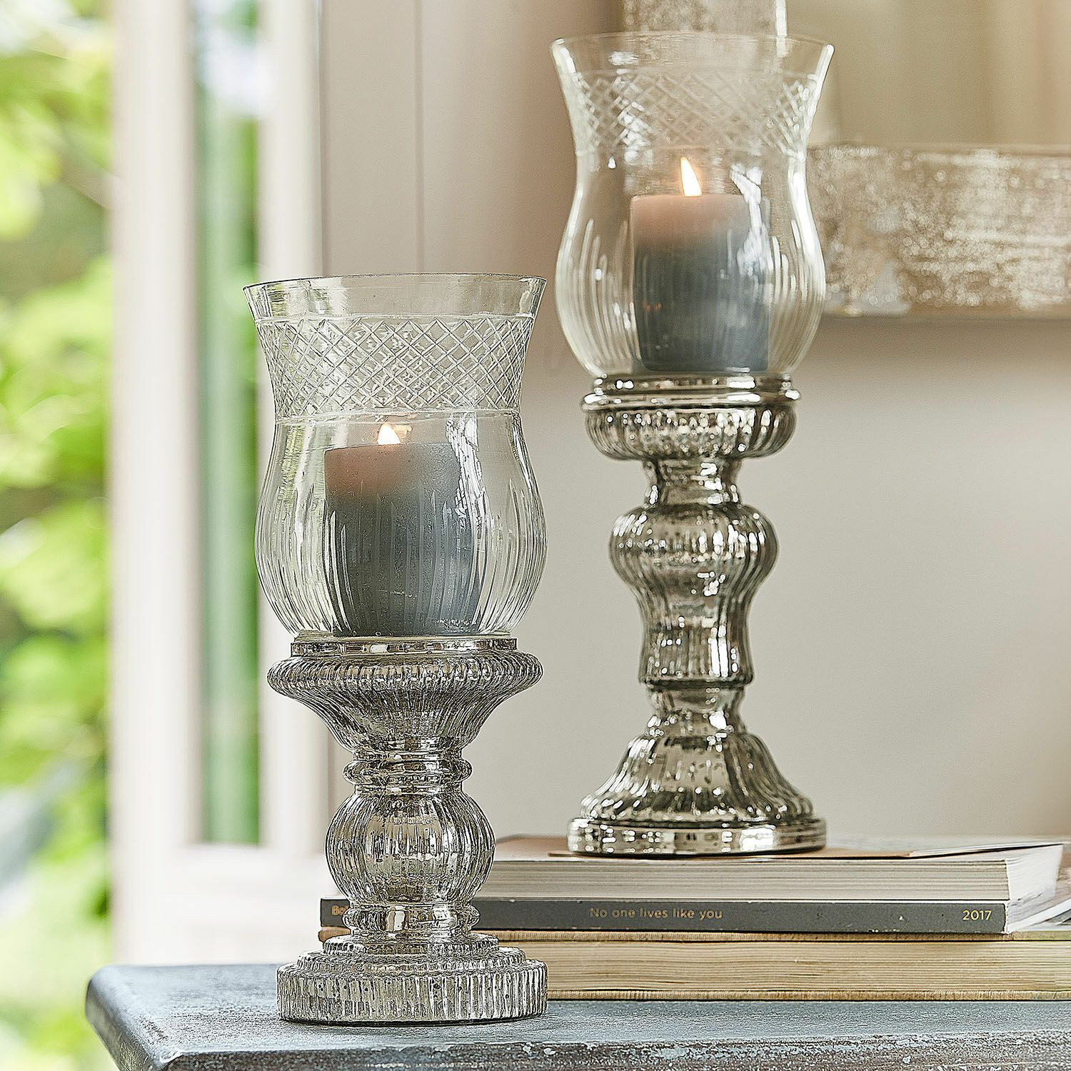 Mirabeau Windlicht Kerzenständer 2er Set Luisant silber/klar (2er Set, 2er Set)