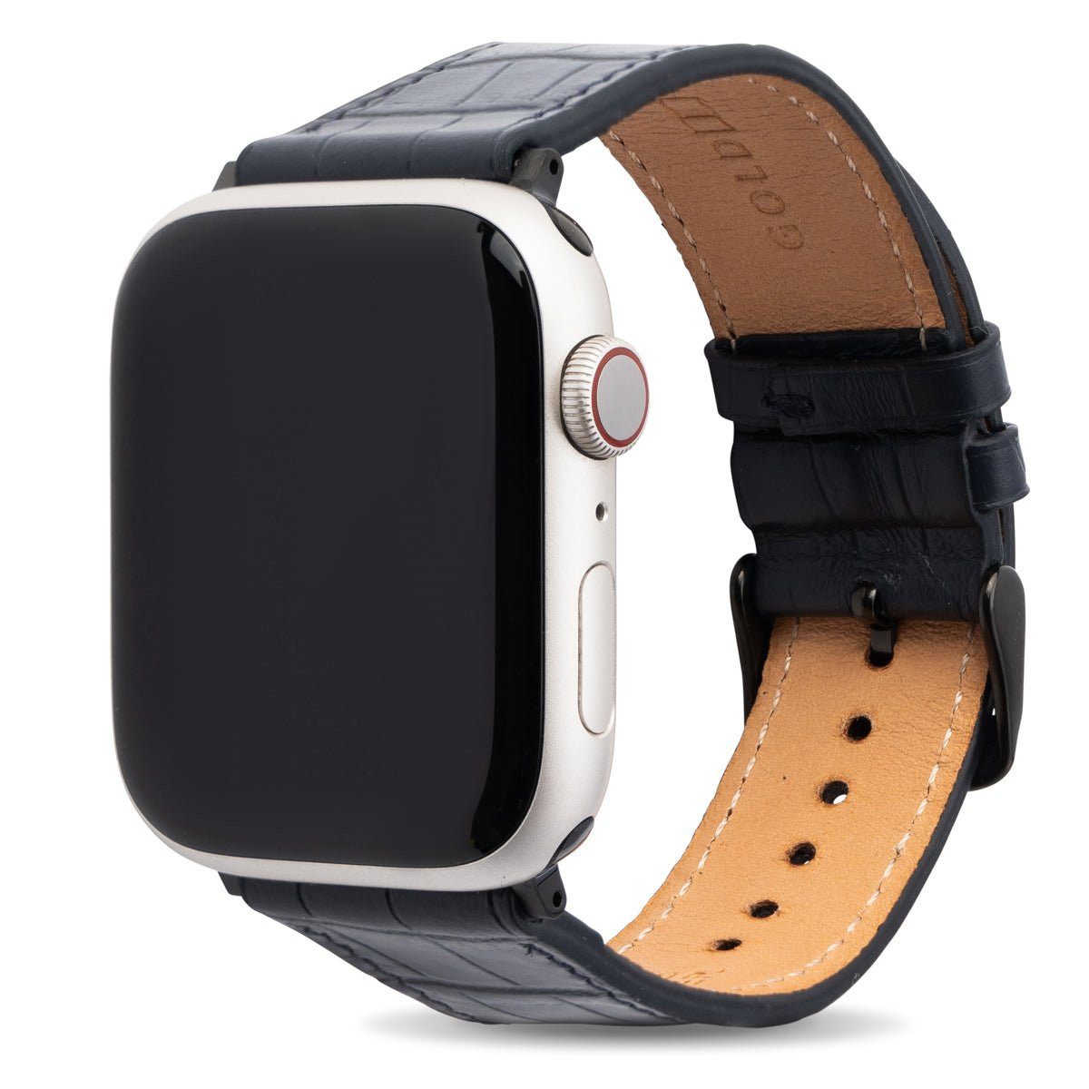 GOLDBLACK Smartwatch-Armband GOLDBLACK Apple Watch Leder Armband CrocPrestige blau (Adapter
