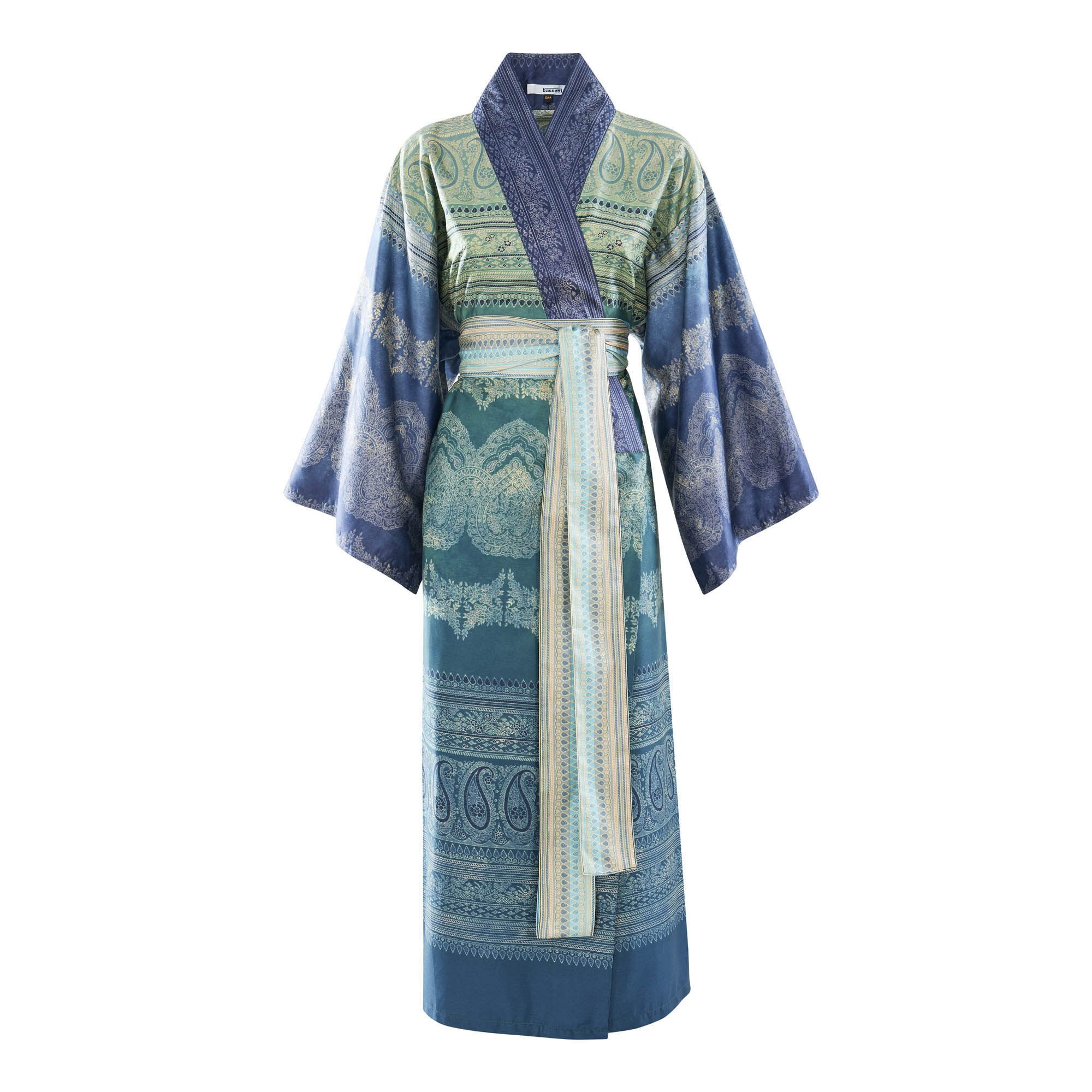 Bassetti Kimono BRUNELLESCHI, midi, Baumwolle, Gürtel, aus satinierter Baumwolle