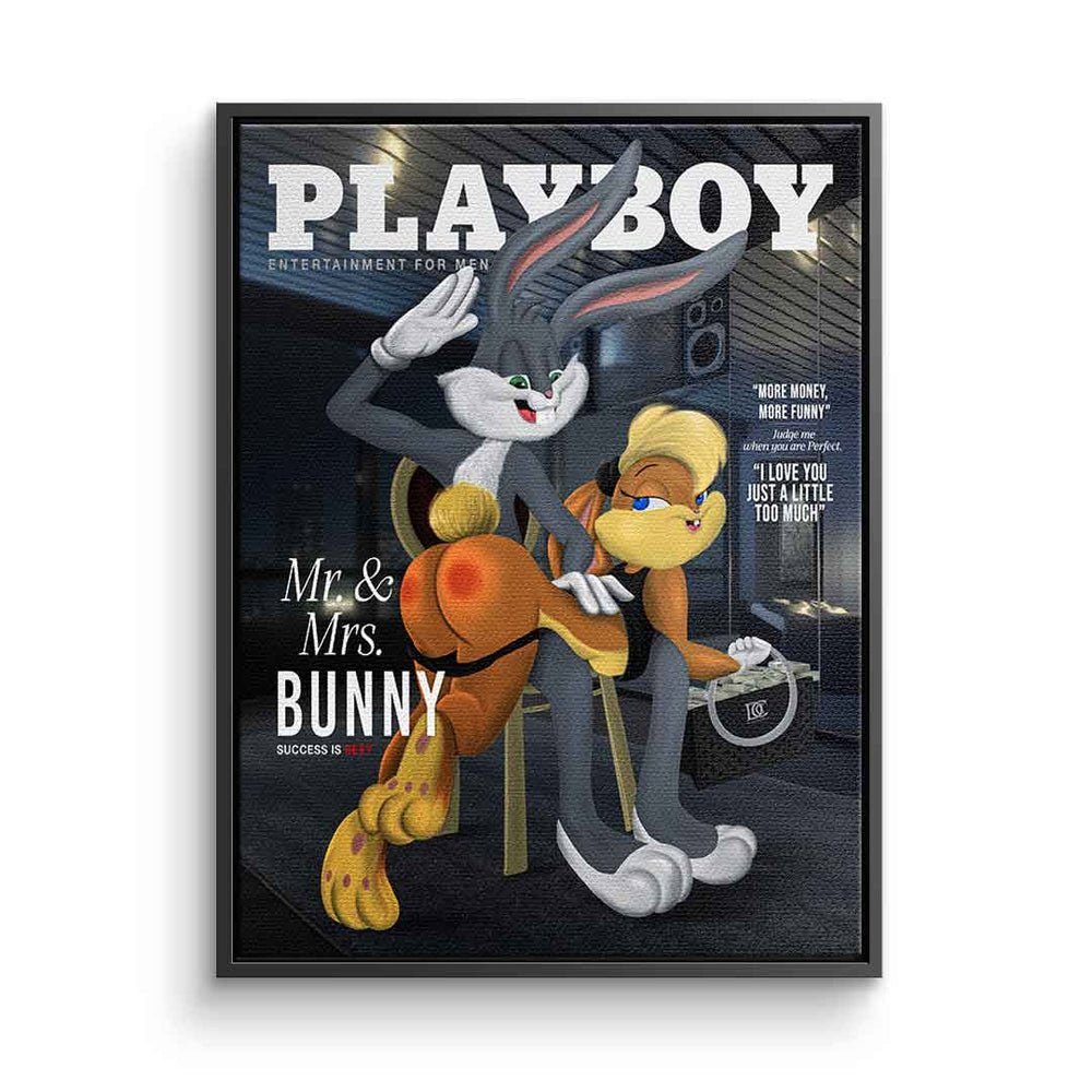 DOTCOMCANVAS® Leinwandbild Playboy Bunny, Leinwandbild Playboy Bugs Bunny Lola Bunny Comic Cartoon sexy schwarz