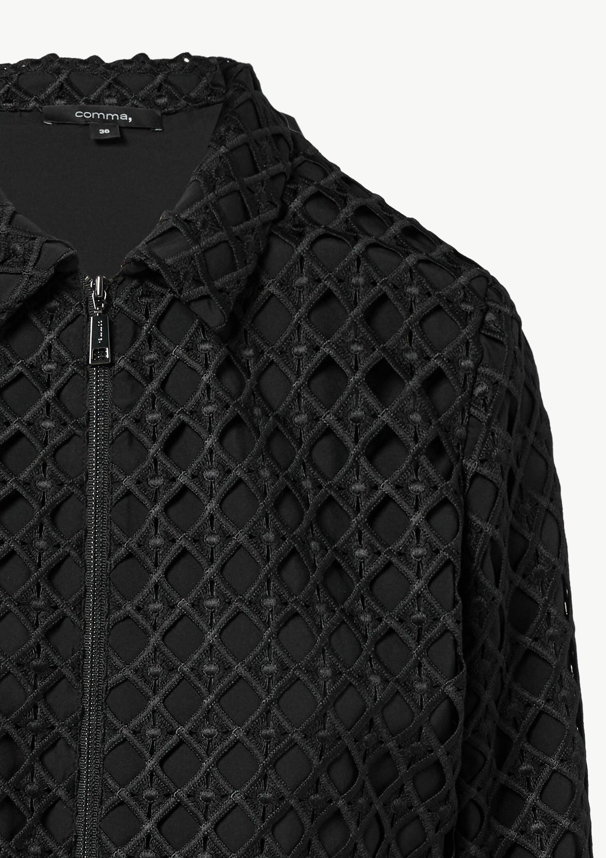 comma Jackenblazer Indoor-Jacke Verkürzte Jacke mit hochwertiger Spitze