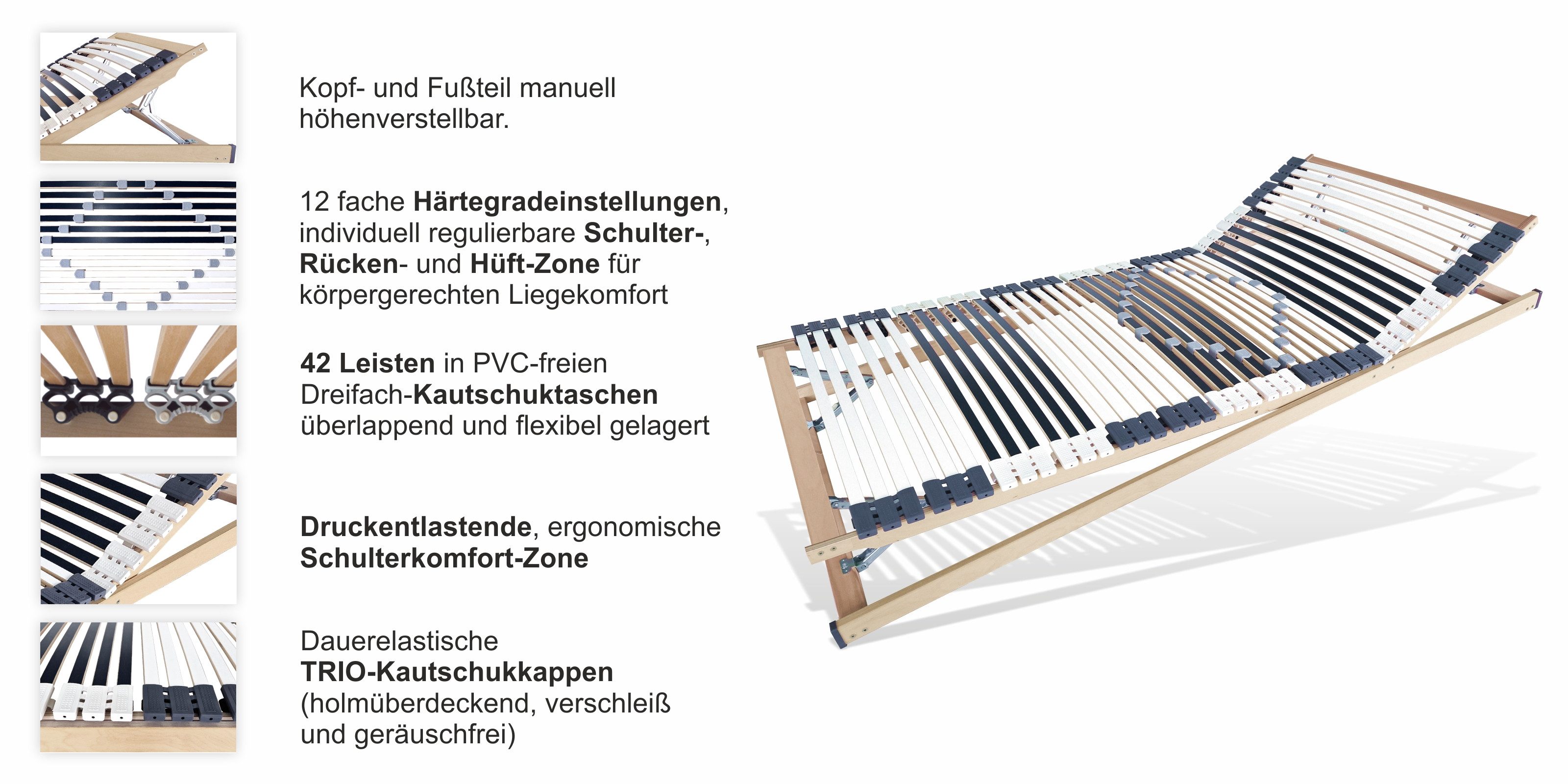 Lattenrost 42 Leisten, verstellbar, Stabil, MONTIERT günstig online kaufen