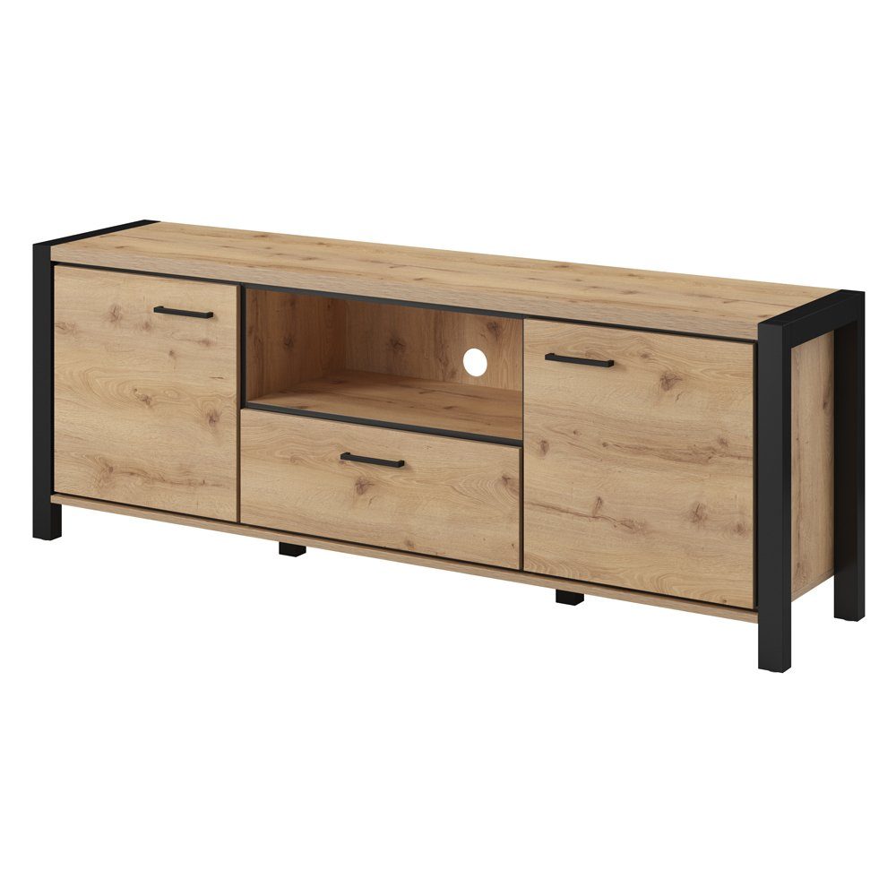 Lomadox Lowboard ACCRA-83, Wohnzimmer in Taurus Eiche Nb. und schwarzem Ges günstig online kaufen