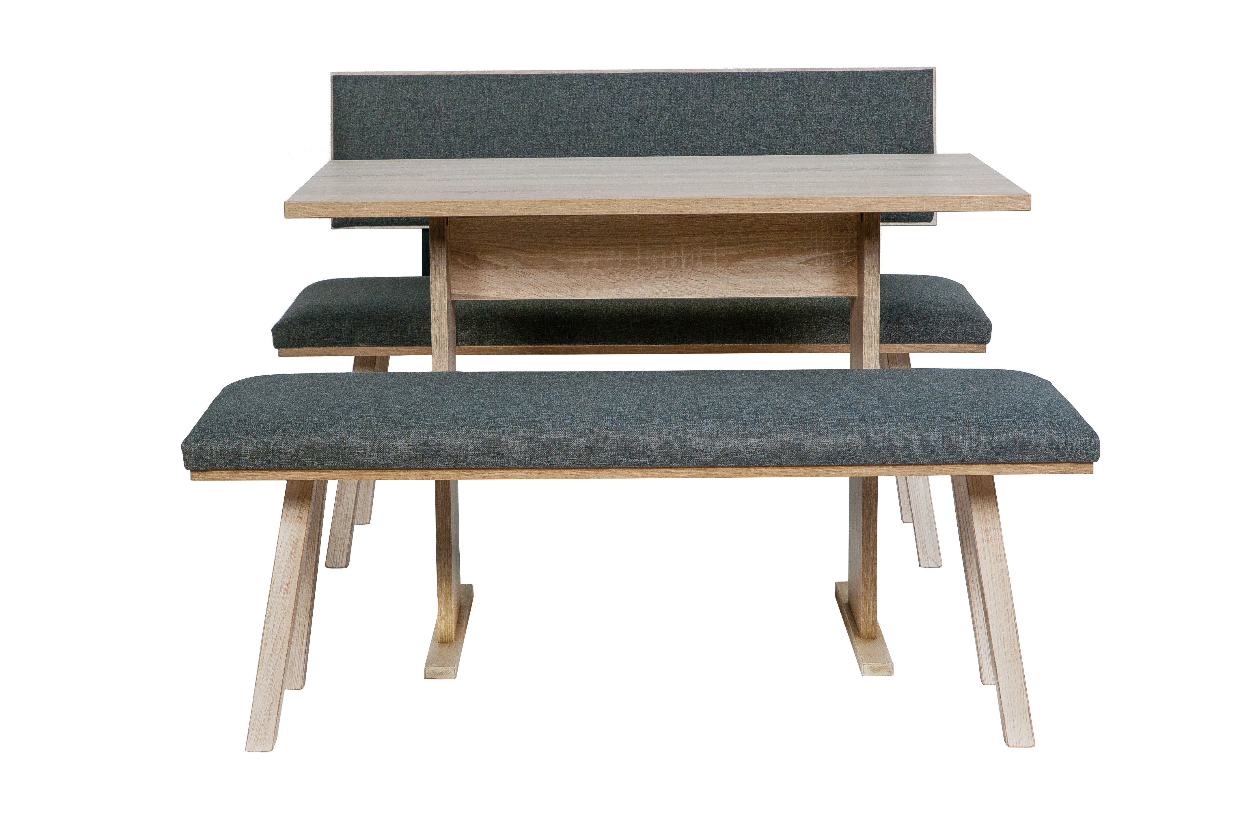 Essgruppe Holz, Massiv Klassische' L125cm, home 3-tlg. 'Die Bank Säulentisch Füße kundler Set