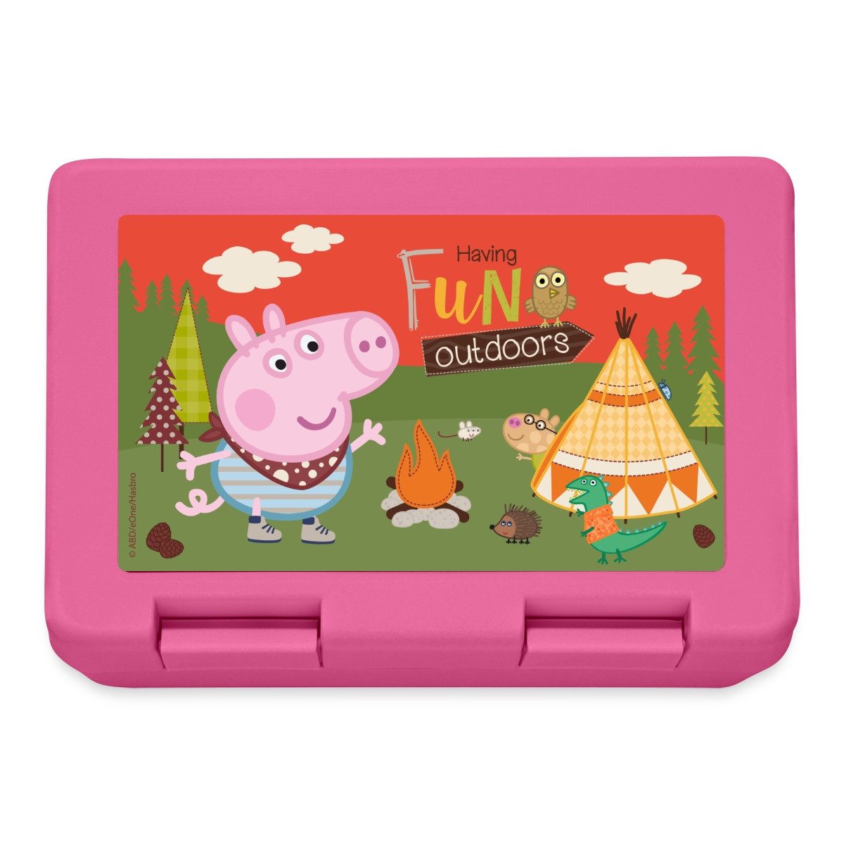 Spreadshirt Lunchbox Peppa Wutz Outdoor Abenteuer Camping Zelten Brotdose Lunchbox, Plastik, Aluminium