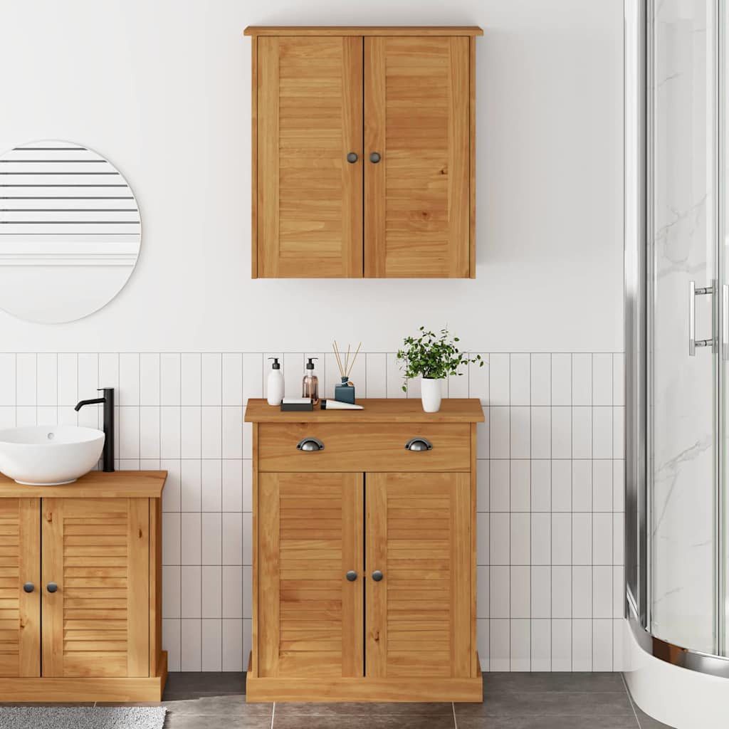 vidaXL Badezimmerspiegelschrank Badezimmermöbel-Set VIGO 2 Stk. Braun und Honigbraun (2-St)