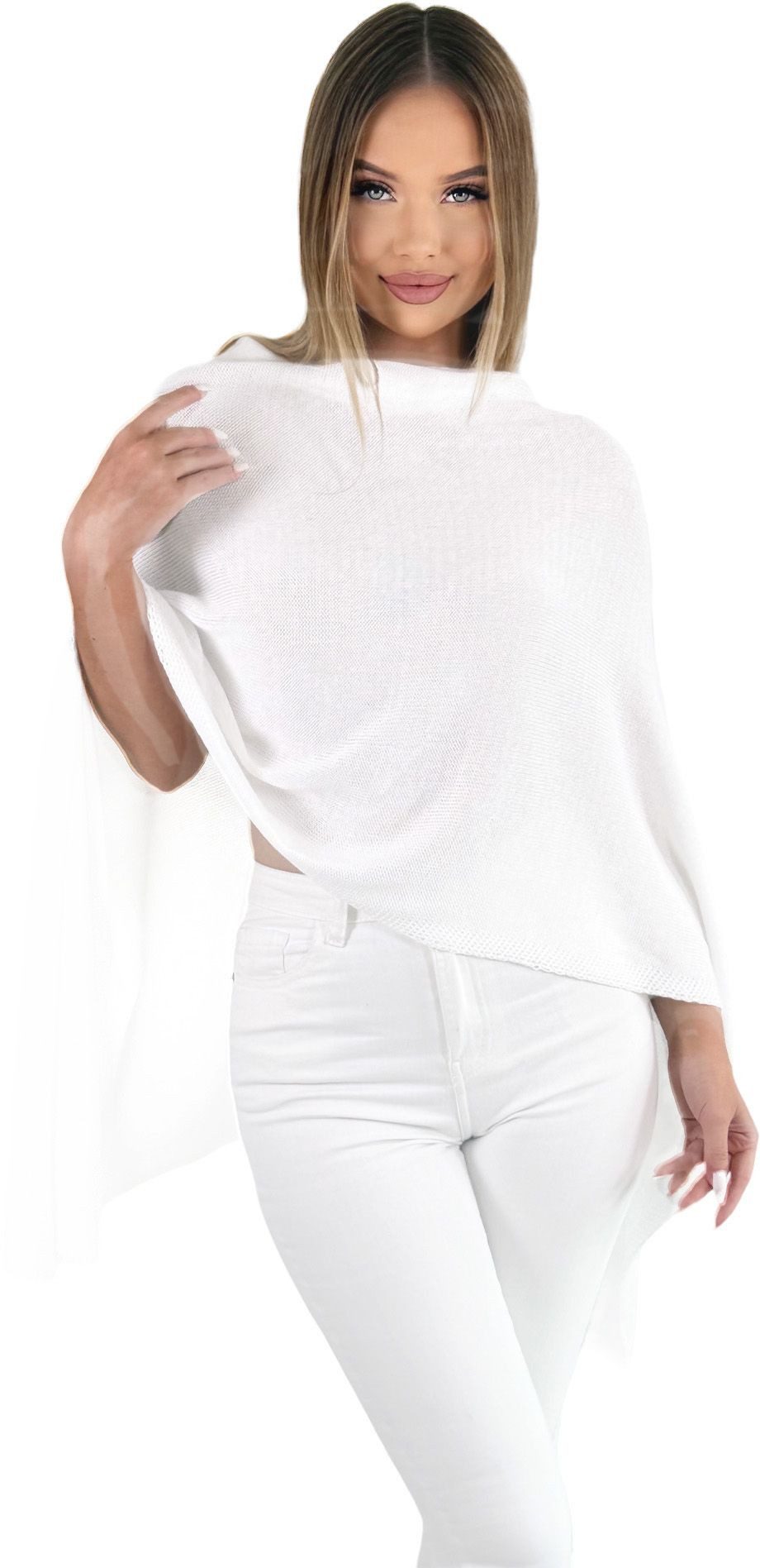 Mississhop Strickponcho Damen Poncho Cape Überwurf Strickponcho feiner Strick 221