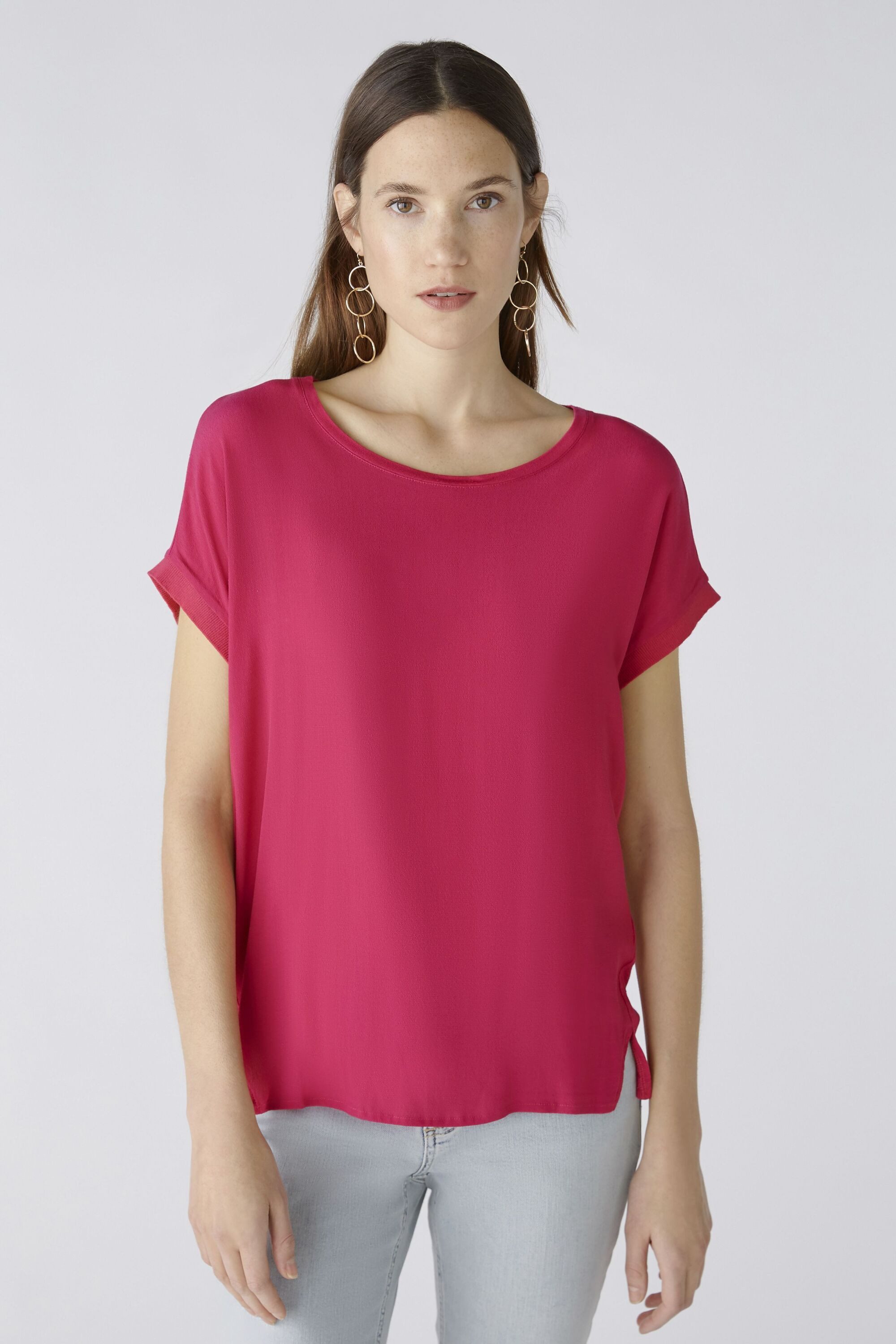 Oui Kurzarmbluse AYANO Blusenshirt 100% Viskosepatch günstig online kaufen