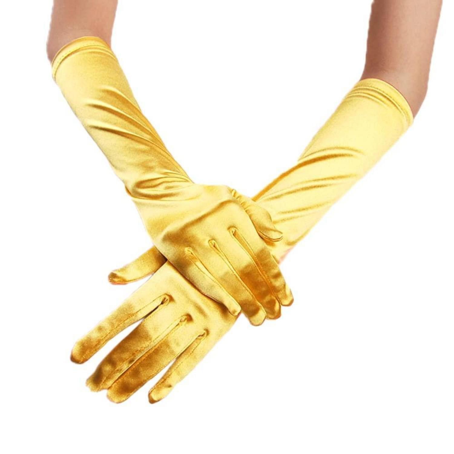 LuxusKollektion Abendhandschuhe Handschuhe Satin Elegant mittel lang Gelb (1-St)