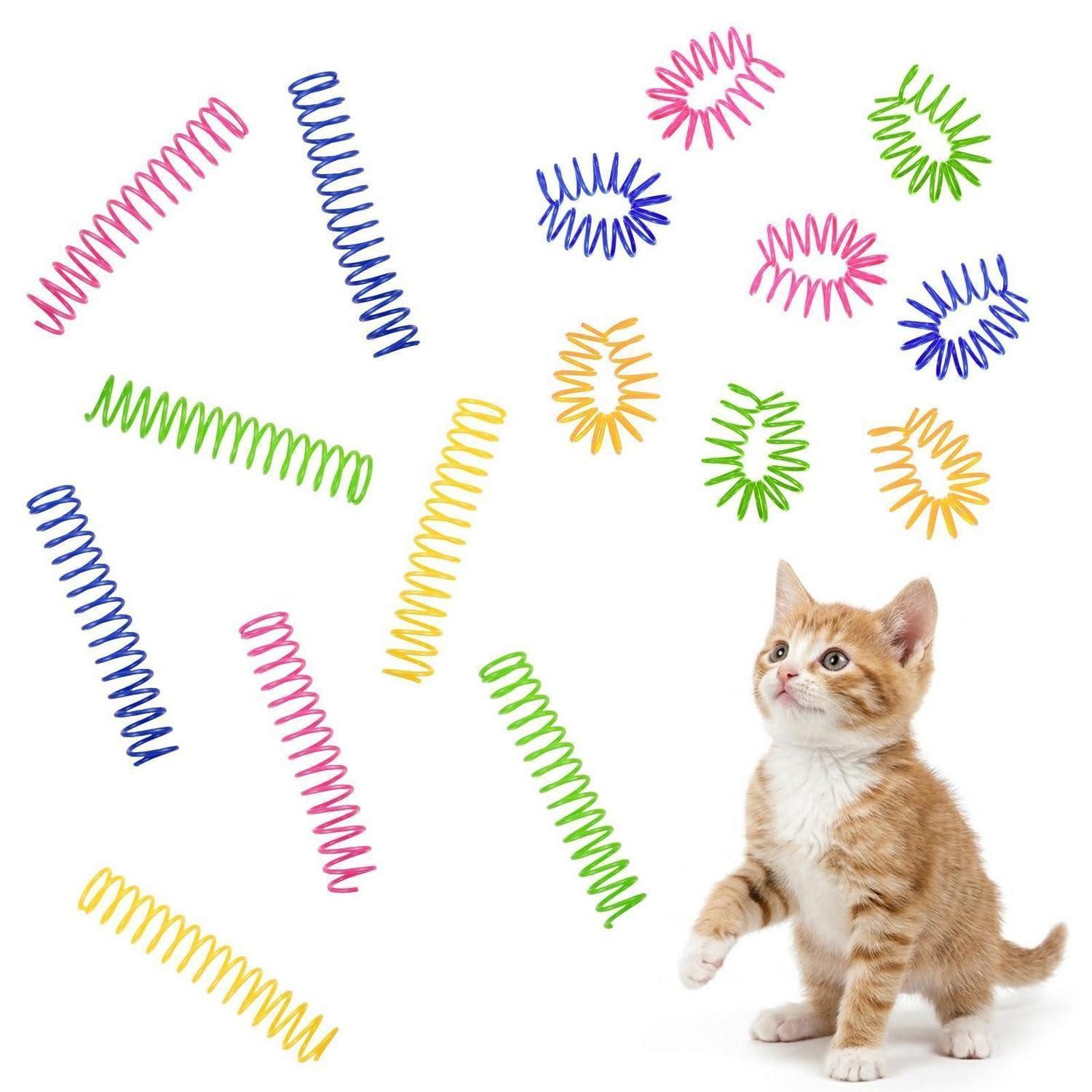 LuxusKollektion Tier-Beschäftigungsspielzeug Katzen-Spiral-Federspielzeug 16 Stück bunt, Kunststoff