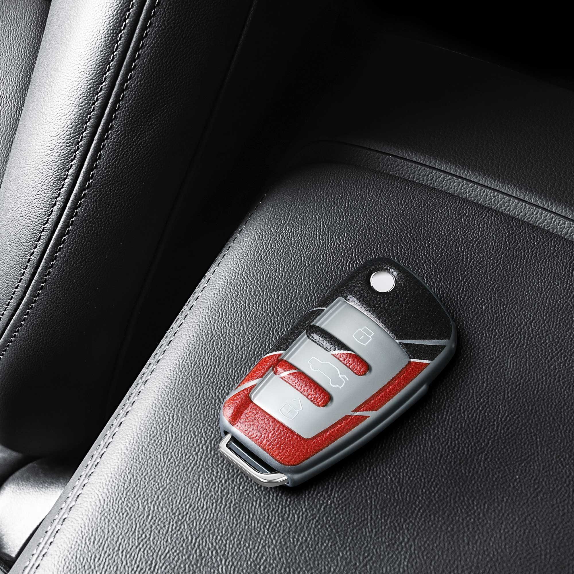 Schutzhülle Cover Hülle Schlüsselhülle TPU kwmobile für Autoschlüssel Grau Audi, Schlüsseltasche