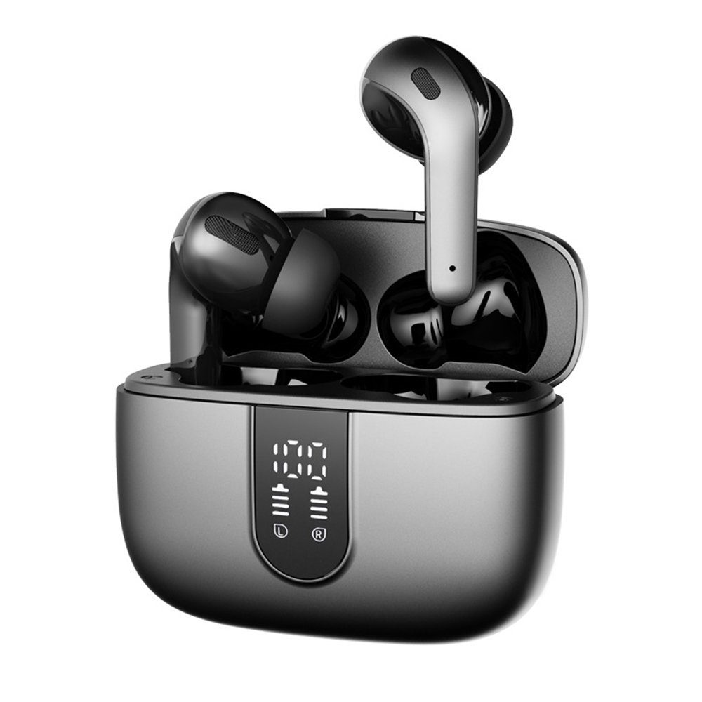 GelldG Bluetooth 5.0 Kopfhörer in Ear, Deep Bass Eingebautes Mic Kopfhörer Bluetooth-Kopfhörer grau