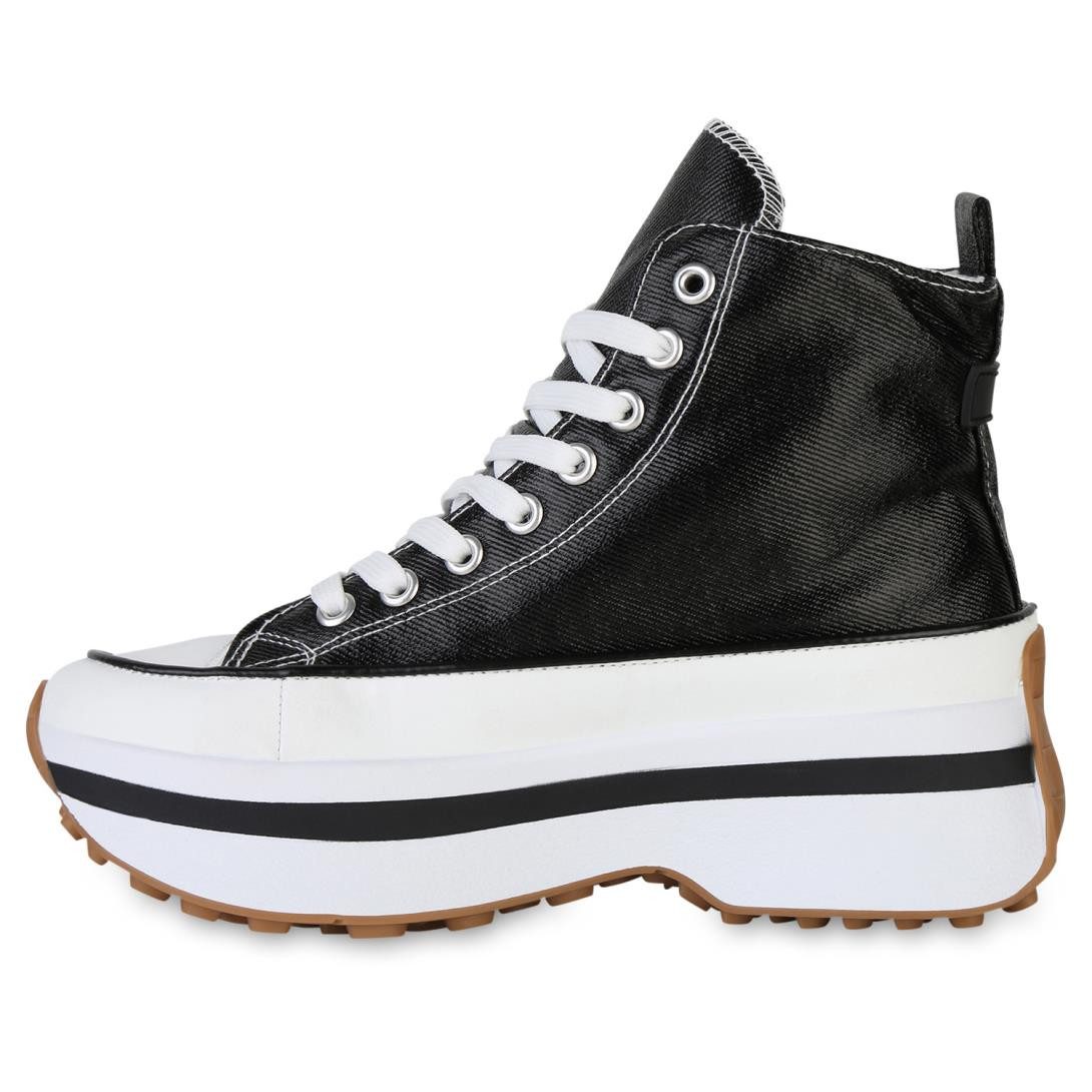VAN HILL 841393 Plateausneaker Damen Plateau Sneaker Schnürer Profil-Sohle günstig online kaufen