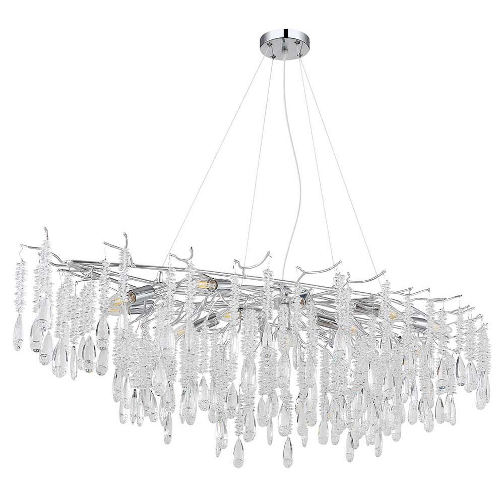 GLOBO LIGHTING Pendelleuchte, Leuchtmittel nicht inklusive, Pendelleuchte Hängeleuchte Deckenleuchte Metall silber Glaskristalle H