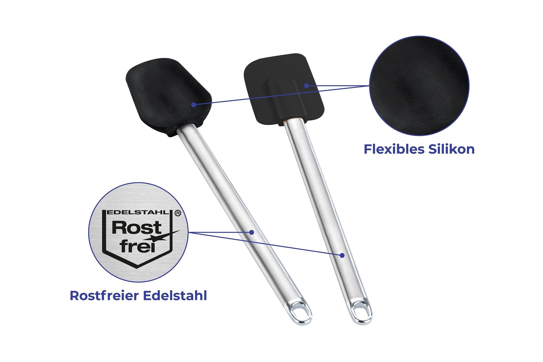 Maximex Teigschaber Silikon Teigschabe und Spatel 2tlg. Set, Edelstahl
