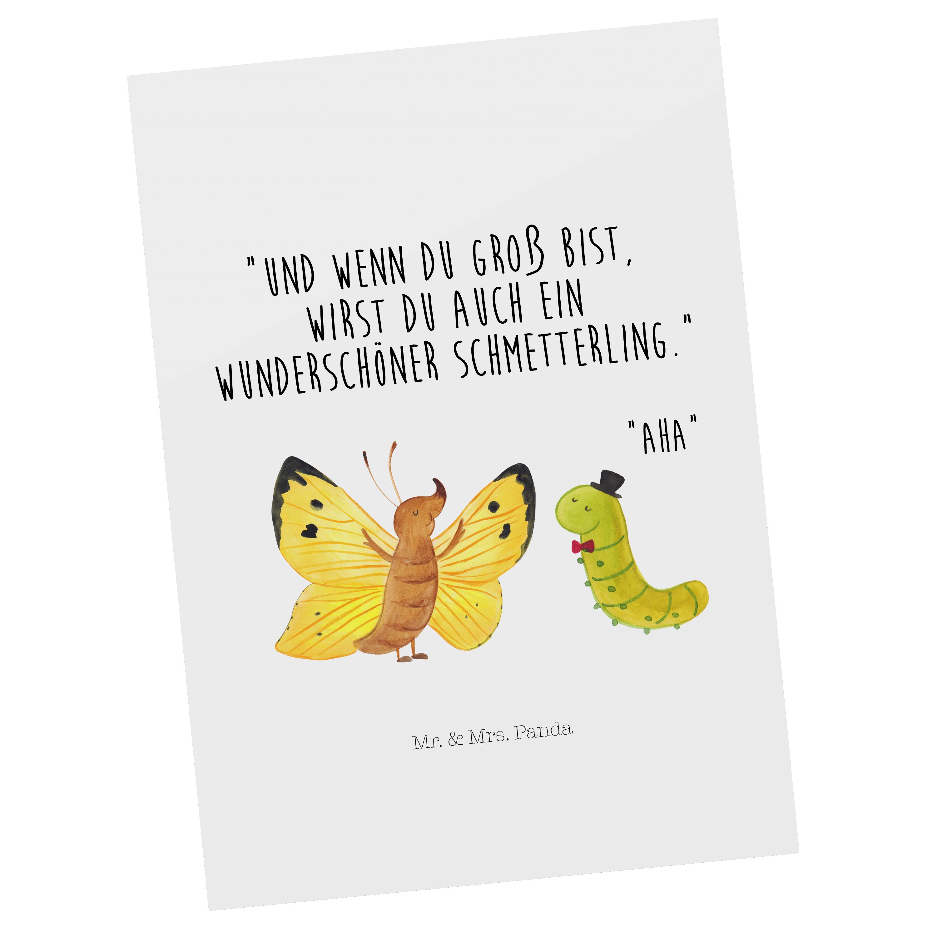 Mr. & Mrs. Raupe Postkarte l Geburtstagskarte, - Schmetterling Geschenk, Weiß - Hütchen, Panda &