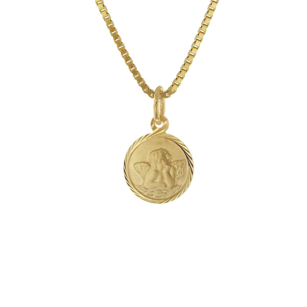 trendor Kette mit Anhänger 41201, Kinder Gold 333 Schutzengel mit vergoldeter Silberkette