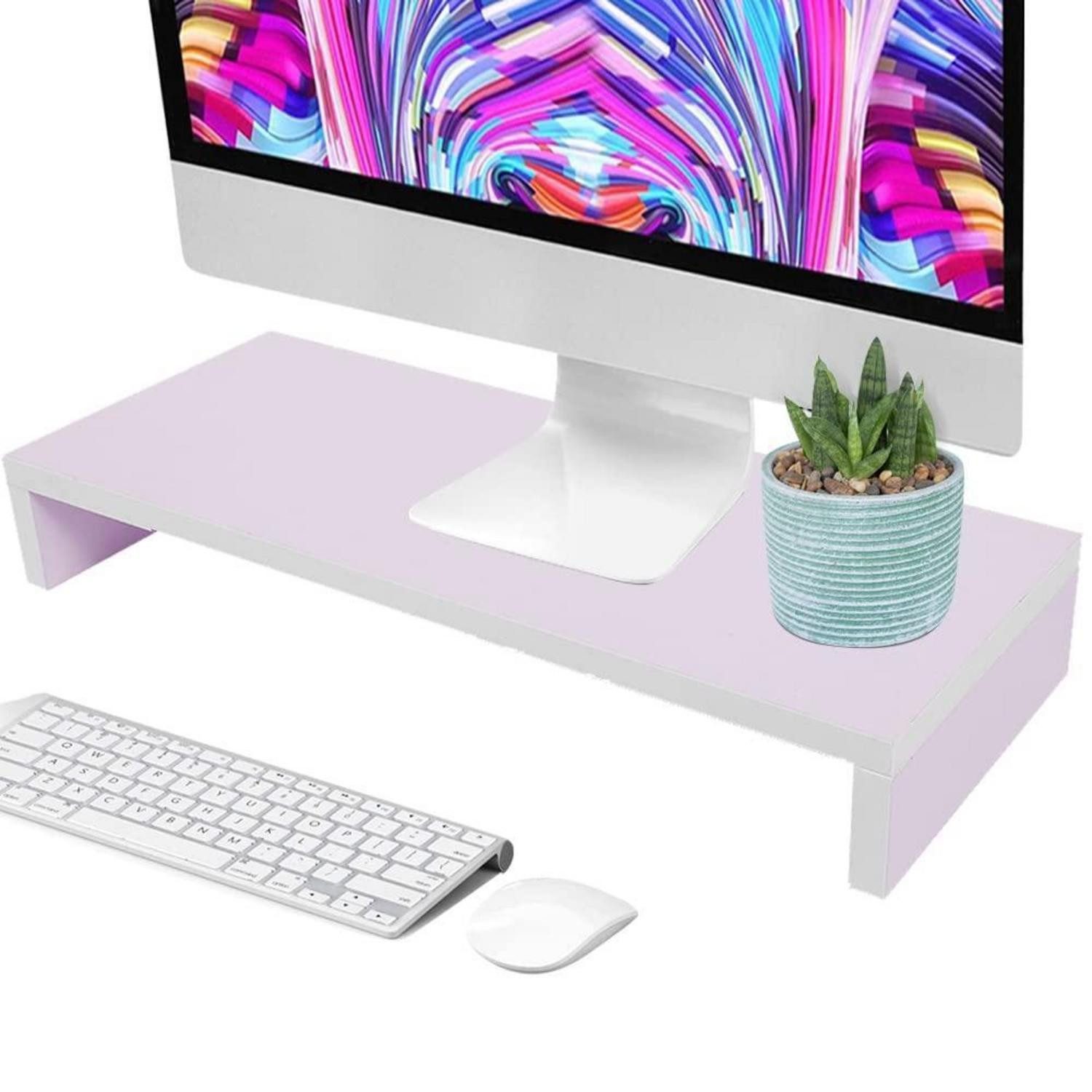 LuxusKollektion Monitorständer Monitorständer Helllila Weiß 49,5x19,8x7,6cm, (1-tlg)