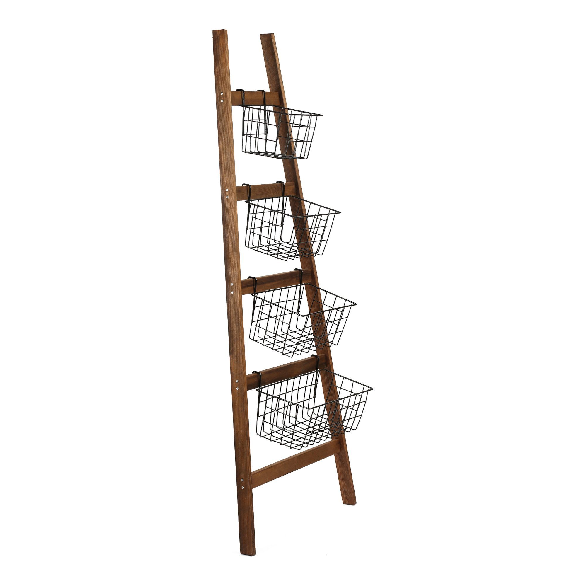 en.casa Leiterregal, Sejlflod Aufbewahrungsregal, 4 Metallkörbe, günstig online kaufen