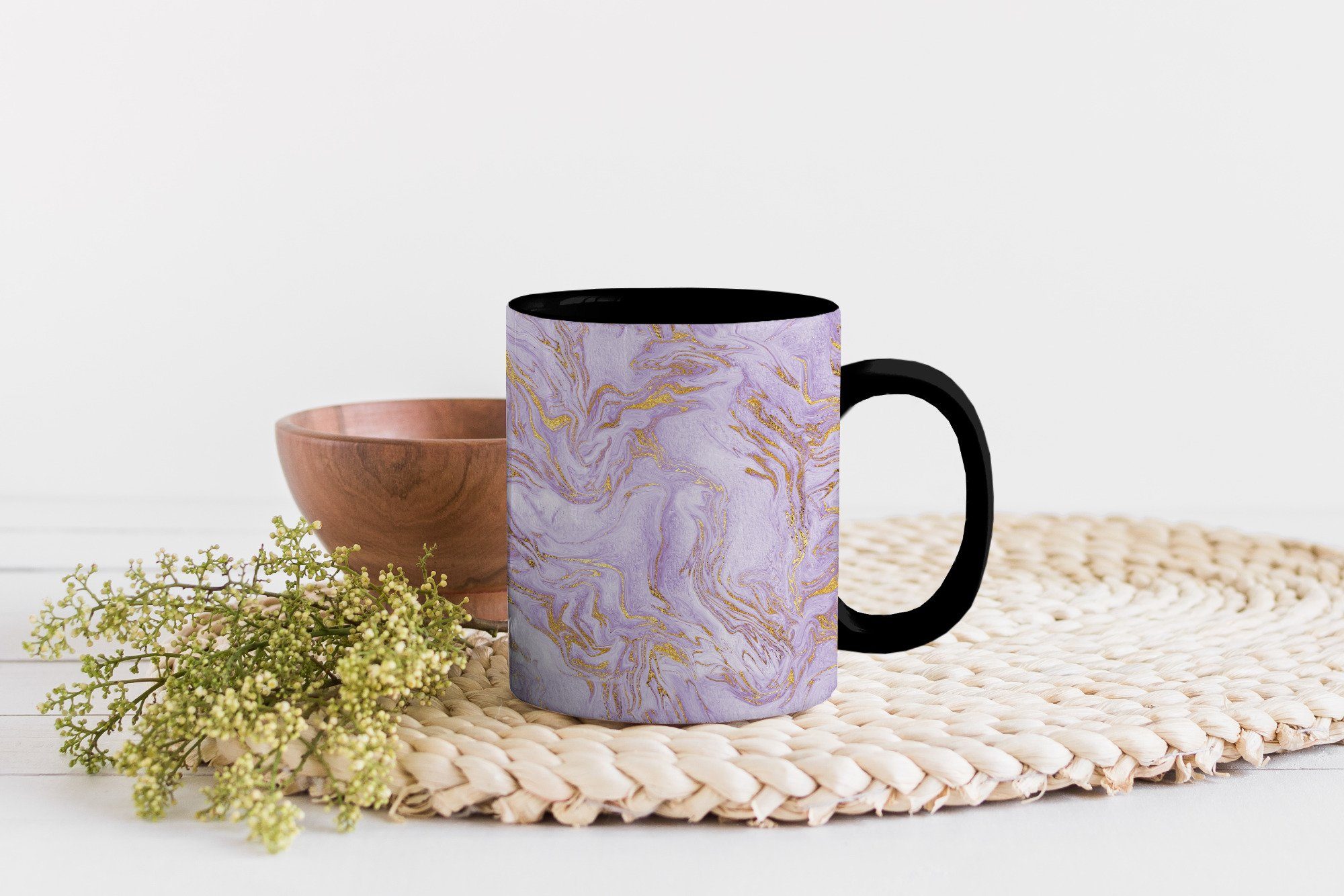 Keramik, Gold - Teetasse, Farbwechsel, - Zaubertasse, Geschenk Marmor Kaffeetassen, - Tasse Abstrakt Muster, MuchoWow