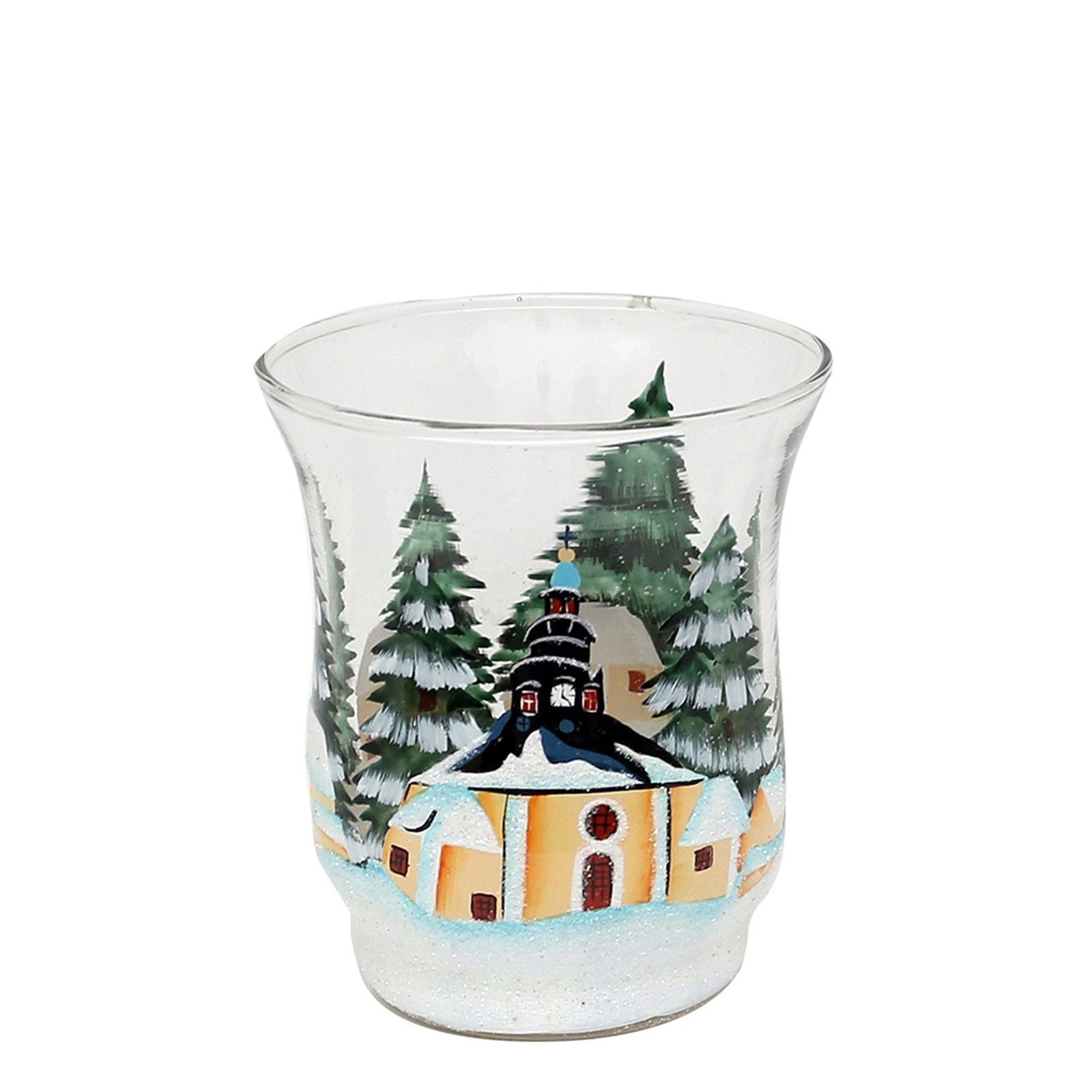 Teelichthalter Teelichthalter Ø 8 cm aus Glas mit Weihnachtsmotiv