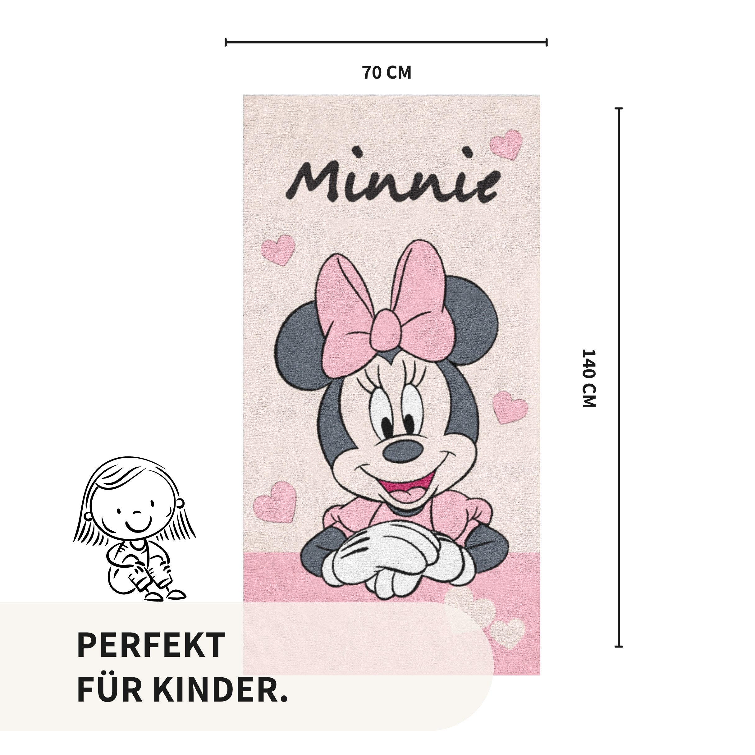 MTOnlinehandel Badetuch Minnie Mouse 70x140 cm, 100 %, Baumwolle (1-St), St günstig online kaufen