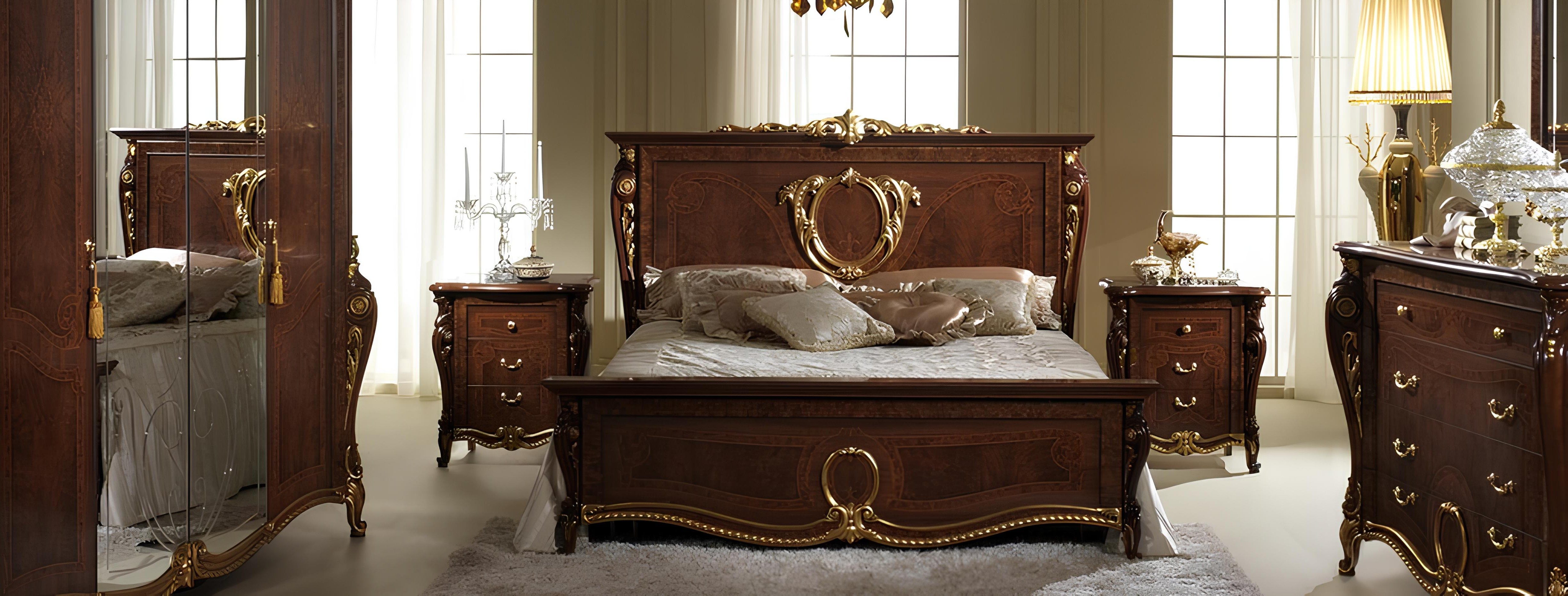 Schlafzimmer-Set Bett mit 2 Nachttischen, modernes 3-teiliges Set, Luxusdesign